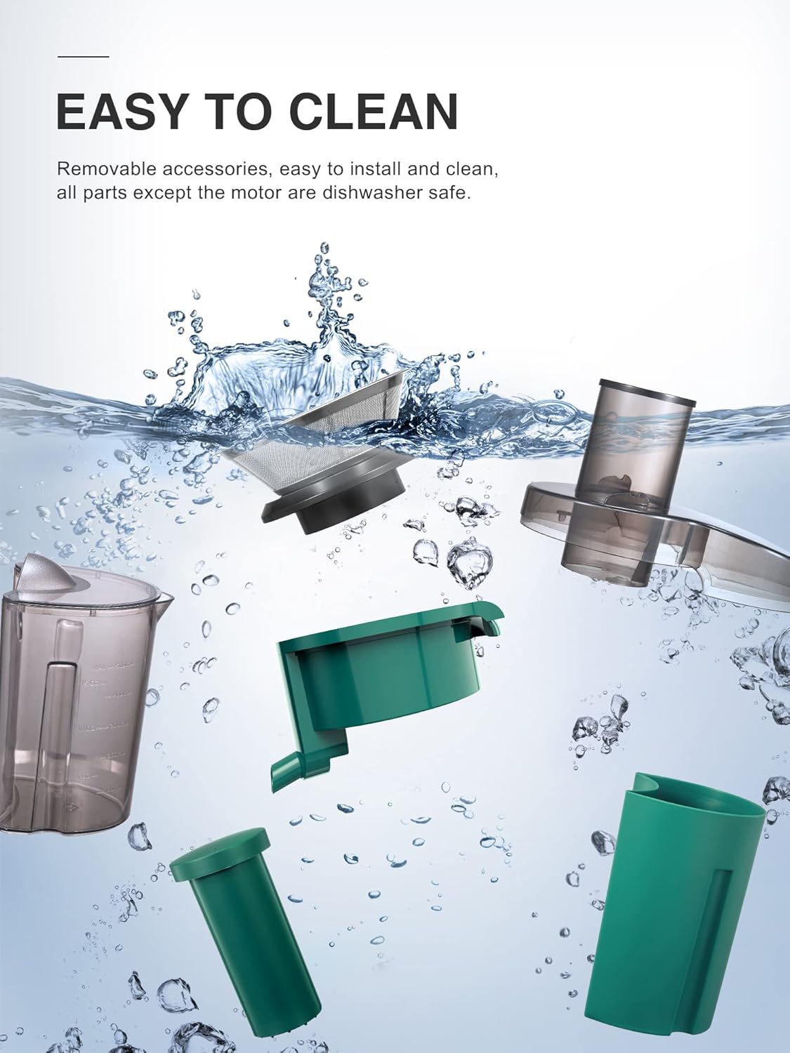 QCen Juicer Machine, 500W Centrifugal Juicer Extractor with Wide Mouth 3” Feed Chute for Fruit Vegetable, Easy to Clean, Stainless Steel, BPA-free (Green)