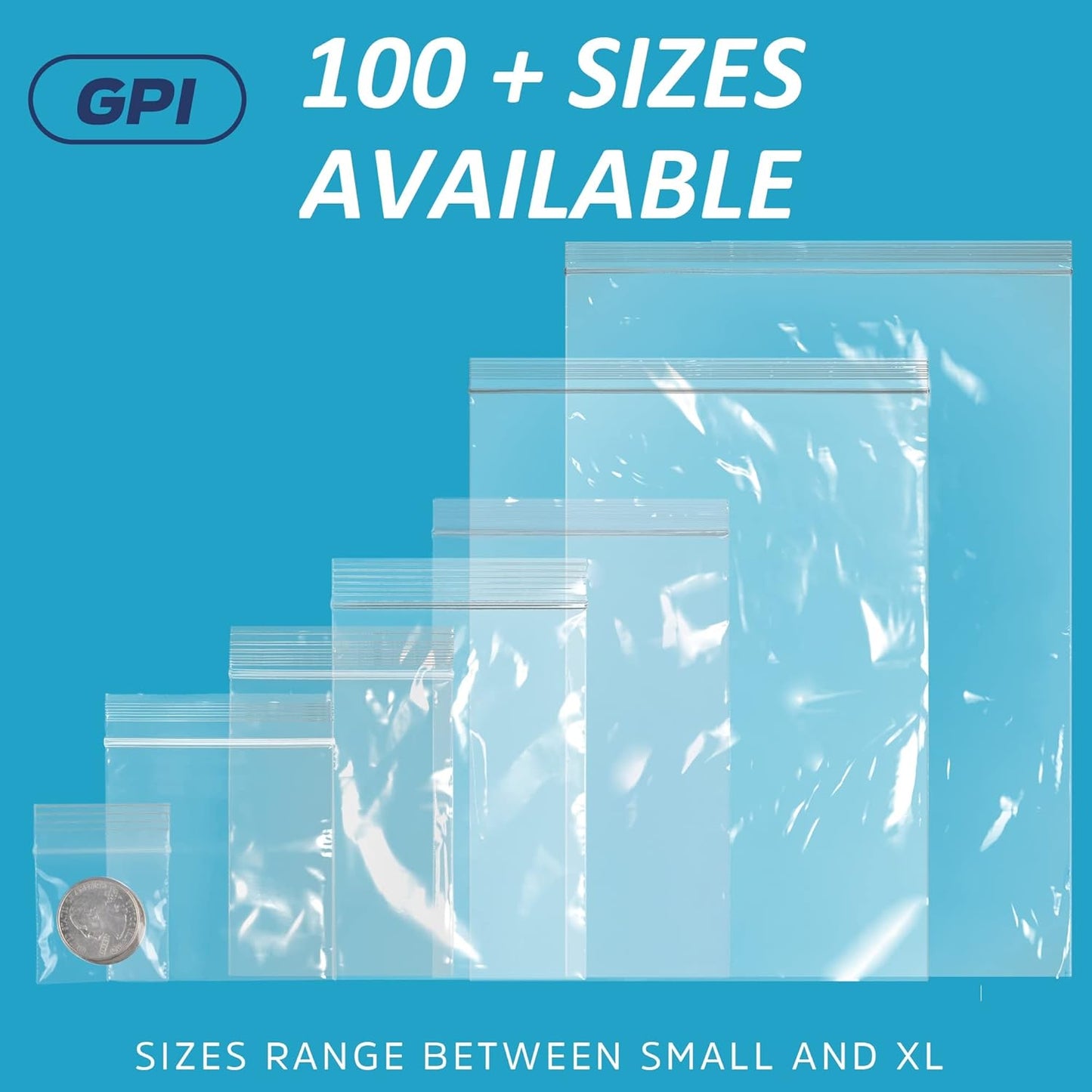 GPI Case of 1000, 2 Gallon, 13" x 15", Clear Plastic Reclosable Zip Bag - Bulk 2 Mil, Large, Strong & Durable Poly Baggies with Resealable Zip Top Lock for Travel, Storage, Packaging & Shipping.