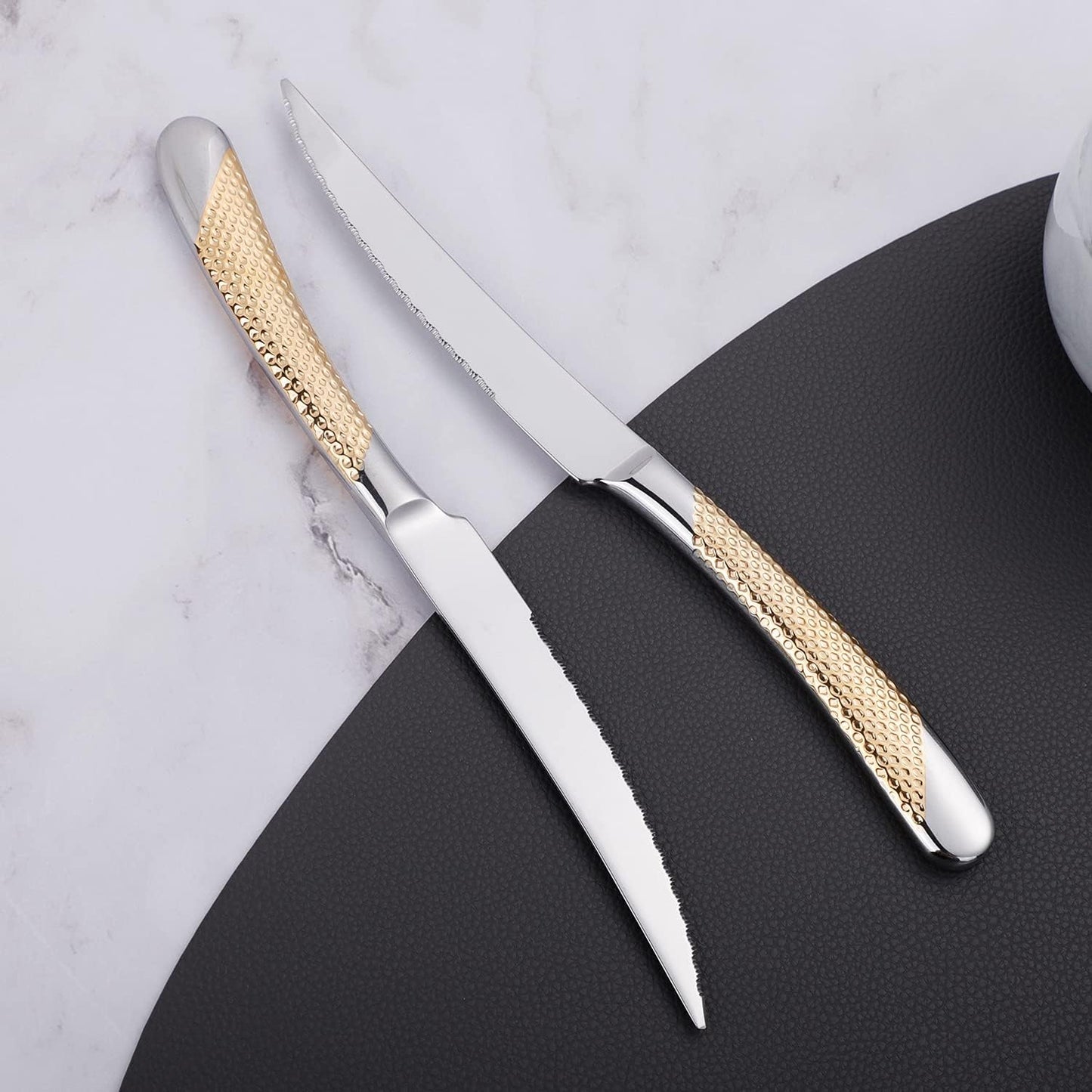 16 Piece Silverware Set,Stainless Steel Flatware Set Spoon and Fork Set for 4,Kitchen Utensil Cutlery Set Mirror Finish Dishwasher Safe Gift Package (gold)