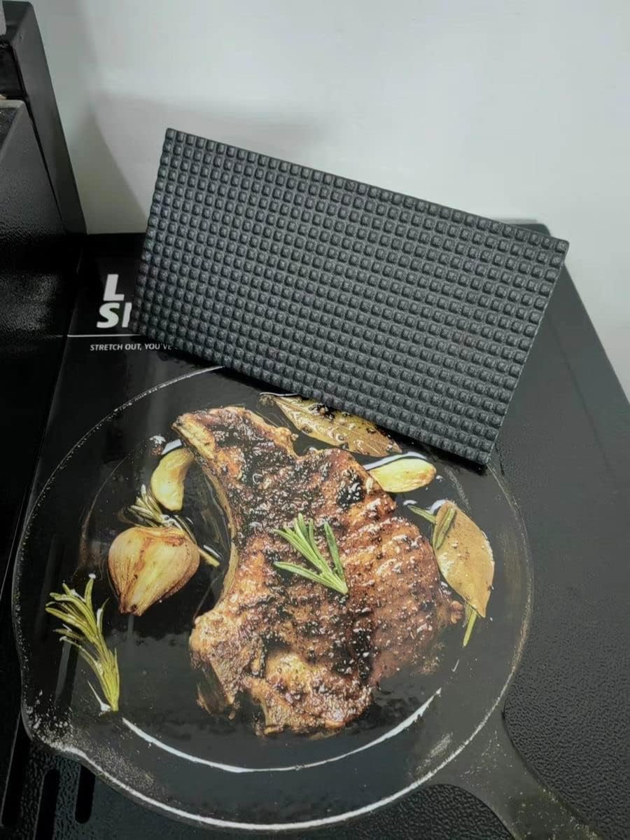 8.3"×4.3" Heavy-Duty Cast Iron Grill Press and Steak Weight with Cool-Touch Comfort-Grip Wood Handle - BBQ Accessories for Griddle, Outdoor Grill, Panini, Tortilla (2 Rectangle)