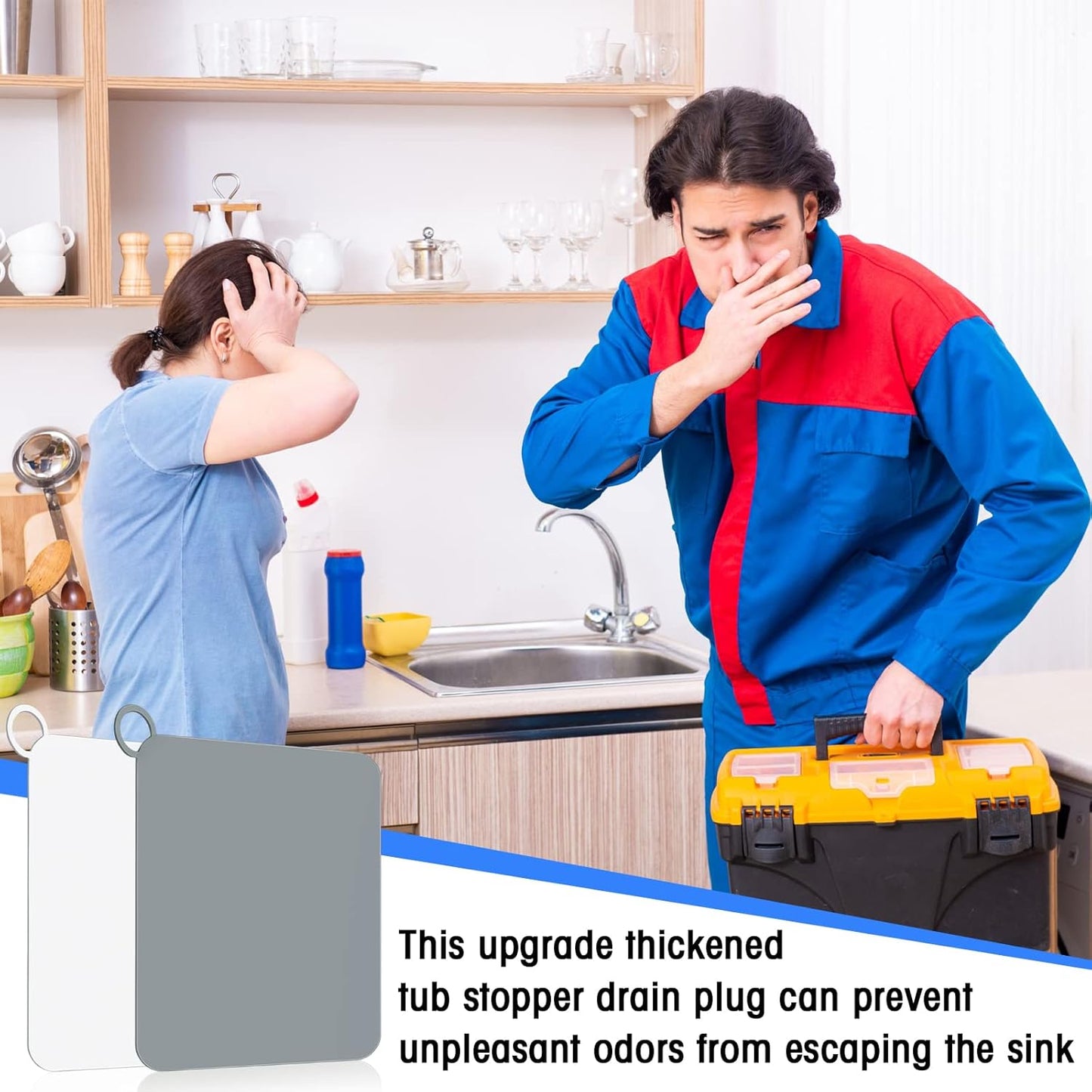 Yinkin 6 Pcs Drain Covers to Keep Bugs Out Silicone Shower Floor Tub Stoppers Bathtub Drain Stoppers Sewer Anti-Odor Mats Deodorizing Plugs for Bathroom(4.72 x 4.72 Inch,Square,Grey and White)