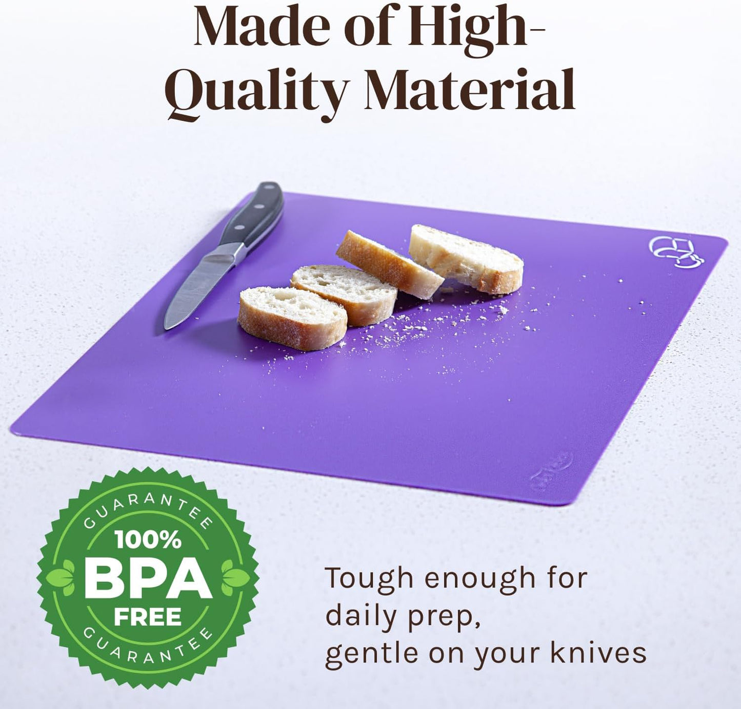 Extra Thick Flexible Plastic Cutting Board Mats with Food Icons & EZ-Grip Waffle Back, (Set of 6) Dishwasher Safe Vibrant