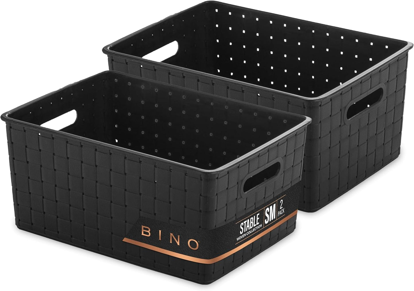 BINO | Plastic Storage Baskets Small - Black | THE STABLE COLLECTION | Multi-Use Storage | Rectangular Cabinet Organizer | Baskets For Organizing with Handles | Home Office Organization and Storage