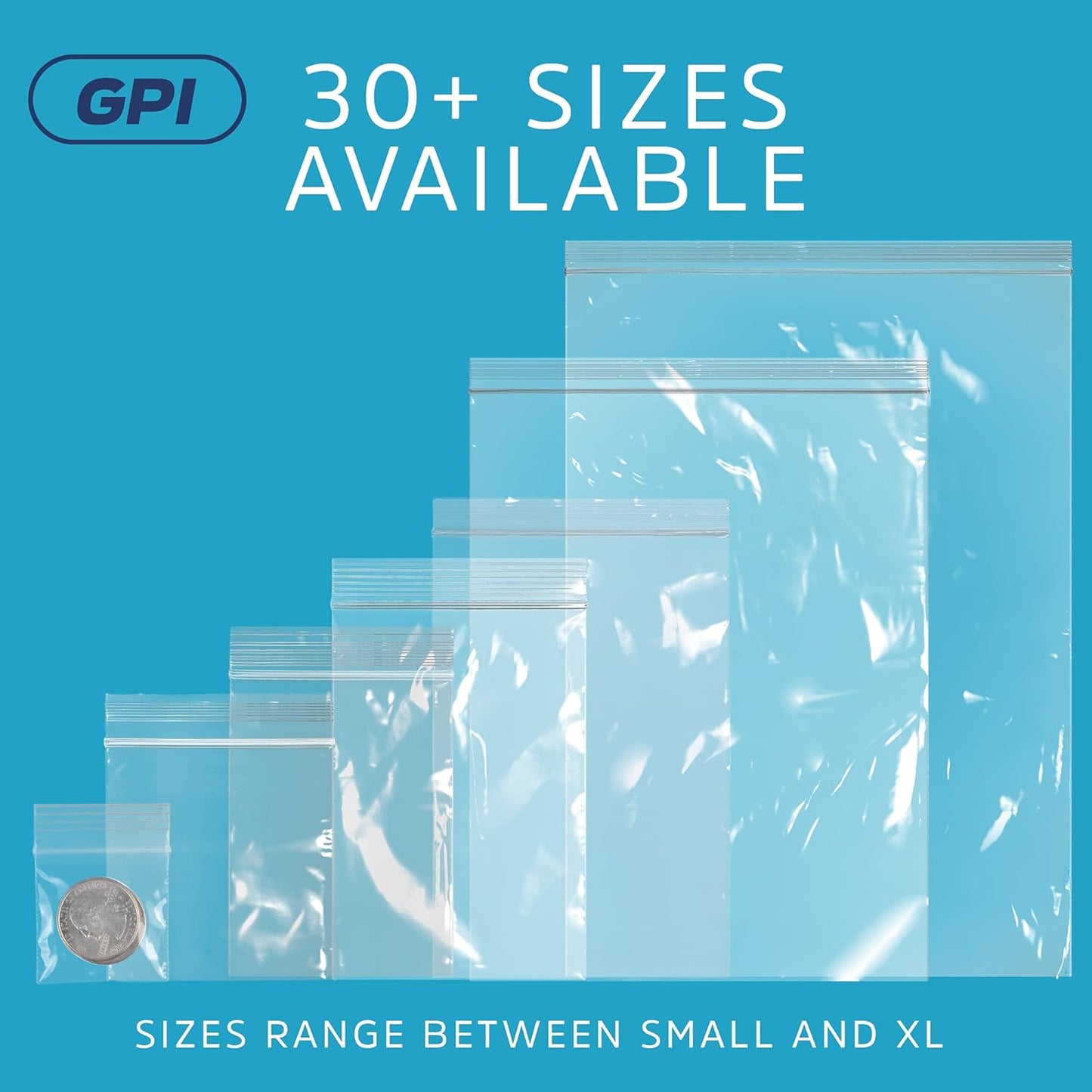 GPI - 15" x 18", Pack of 100, Clear Plastic Reclosable XL Zip Bags, 2 Mil Thick, Zip Poly Bags with Resealable Lock Seal Zipper for Food, Apparel, Shirts, Household, School & Office Supplies