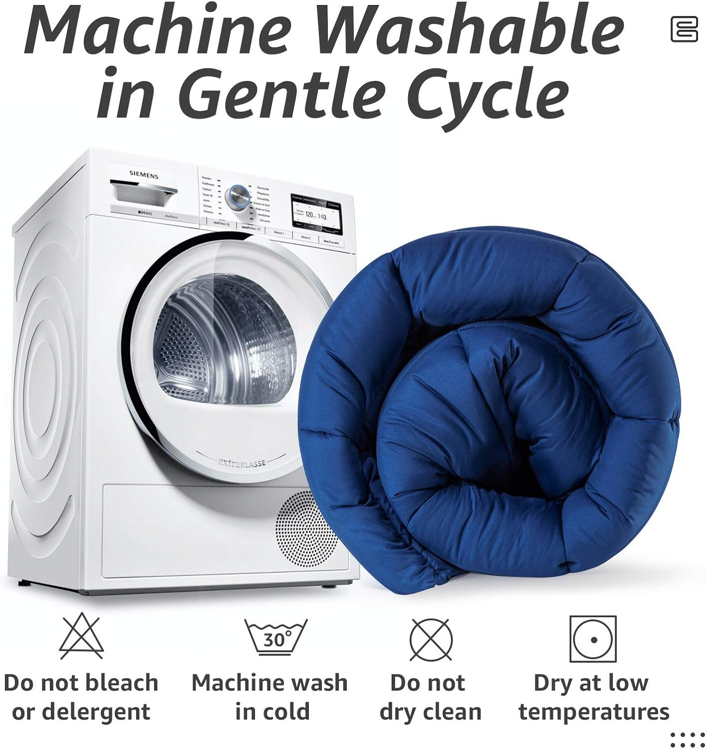 HYLEORY All Season California King Size Bed Comforter - Cooling Down Alternative Quilted Duvet Insert with Corner Tabs - Winter Warm - Machine Washable - Navy Blue,Cal King(96*104)