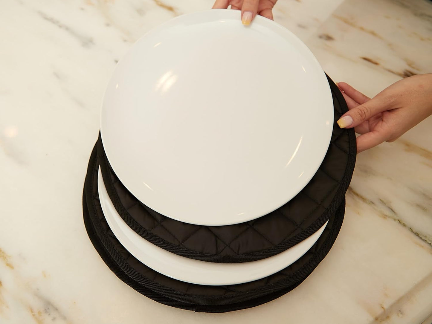 Covermates Keepsakes - Dish Storage - Padded Protection - ID Window - Stain Resistant - Machine Washable - China Storage, Black