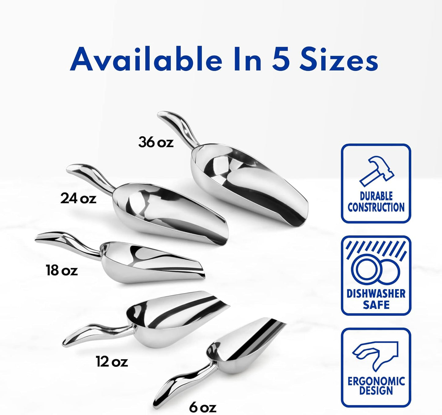 New Star Foodservice 1028539 Stainless Steel Bar Ice Flour Utility Scoop, 24-Ounce