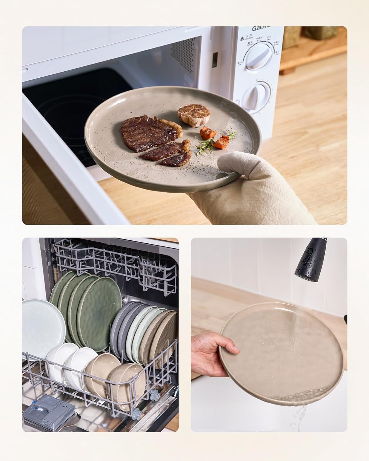 Famiware Mars Plates and Bowls Set, 12 Pieces Dinnerware Sets, Dishes Set for 4, Cinnamon Brown