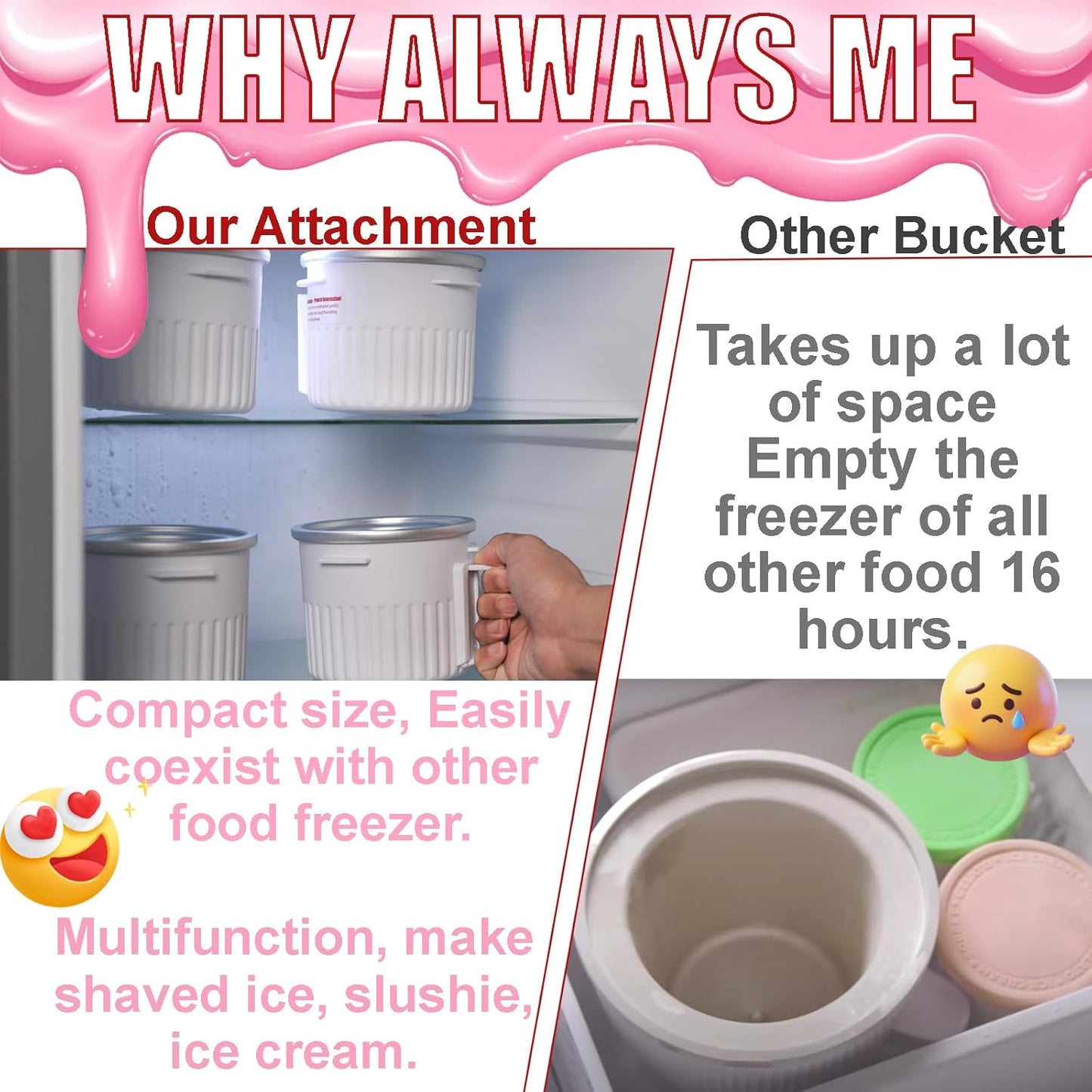 Shaved Ice Attachment and 1 Pack Ice Cream Maker Attachment Set Fit for KitchenAid Stand Mixer, BPA-Free, Compact Size Easy Store In The Freezer