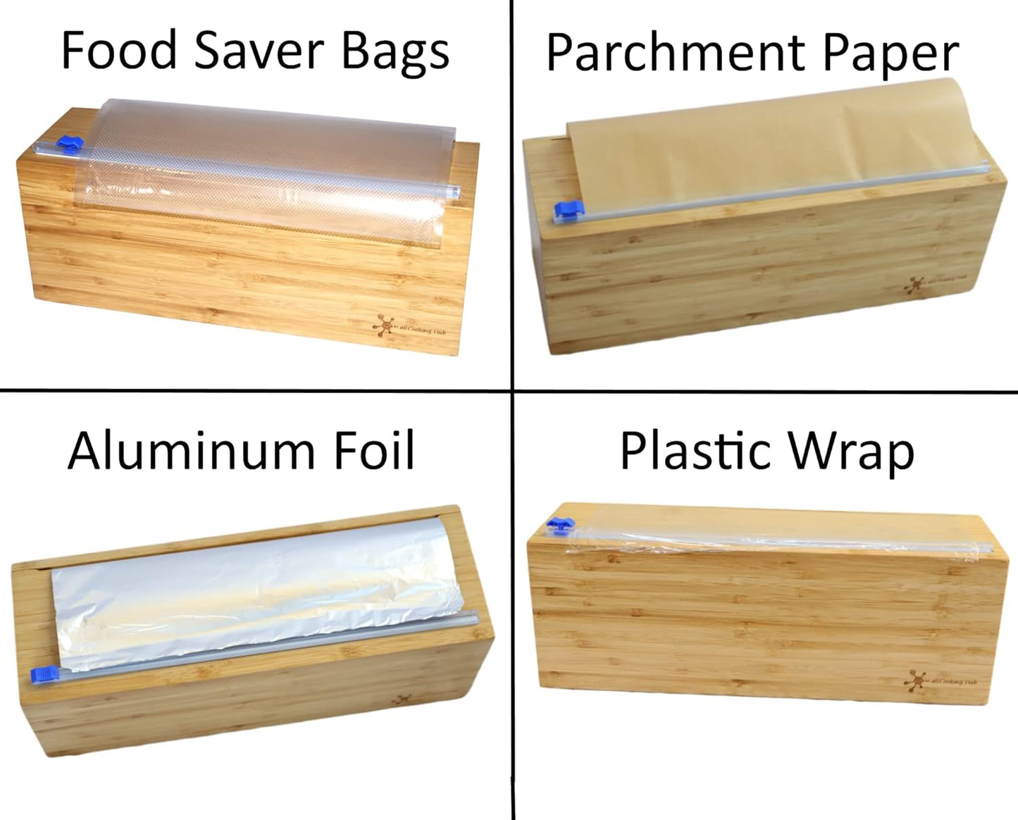 Extra Large Vacuum Sealer Bag Roll Dispenser with Slide Cutter - Reusable, Extra Large Bamboo Plastic Wrap Dispenser for Most 12" Rolls