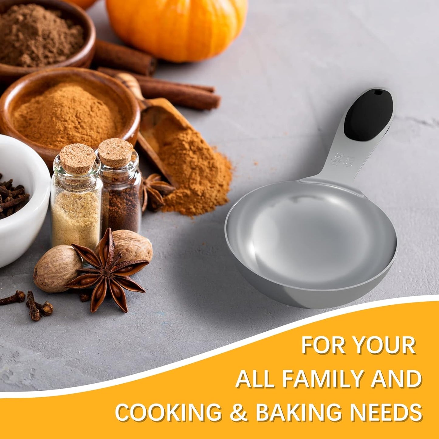 2PCS 1 Tbsp(3tsp, 1/2oz, 15ml) Single Measuring Spoon with Black Silicone Grip, Stainless Steel Individual Measure Scoop Only