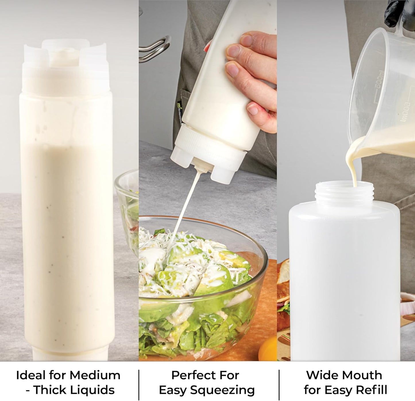 Restaurantware 16oz. FIFO Inverted Plastic Squeeze Bottle with Refill and Dispensing Lids - First In First Out - Perfect for Restaurants Catering and Food Trucks - 1ct box