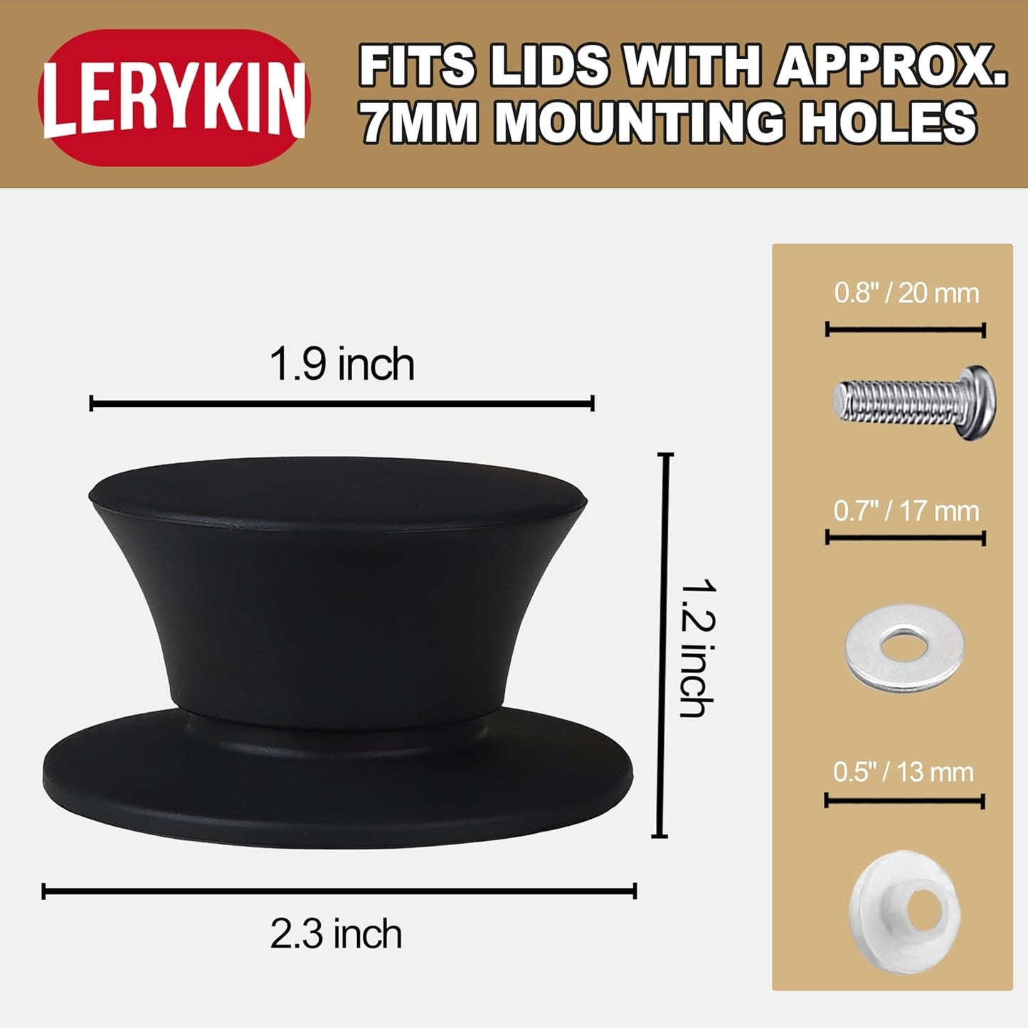 Replacement Silicone Knobs for Pot Lid, Soft Universal Pan Lid Handles - Heat Resistant and Non-Slip Holding Handle Knobs for Kitchen Cookware Lids and Covers - Dishwasher Safe (2 Pack)