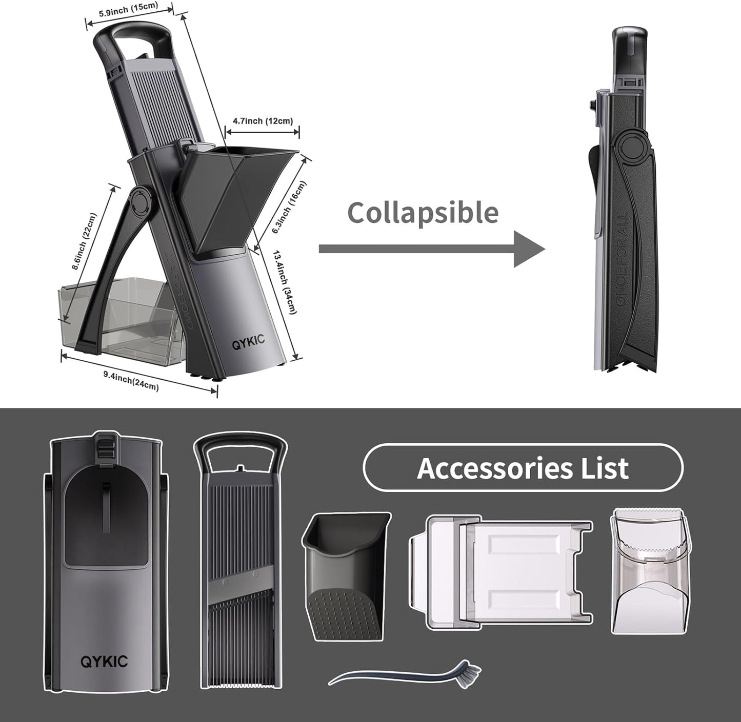 Safe Mandoline Food Slicer for Kitchen, Adjustable Vegetable Chopper Food Slicer with Peeler Thickness Adjuster, Potato French Fry Cutter, Kitchen Chopping Artifact (Black)