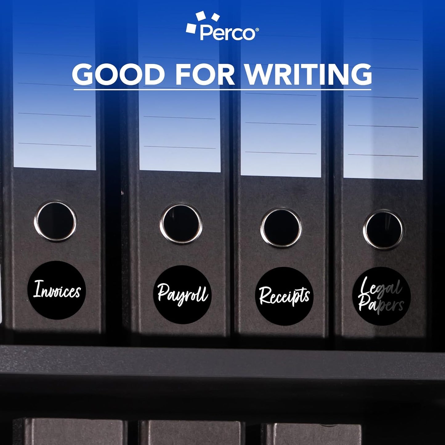 Perco Black 3-Inch Round Circle Dot Sticker Labels with Easy Peel Perforation - 500 Labels per Roll - Strong Adhesion, Vibrant Colors for Organizing, Crafting & More - Made in USA