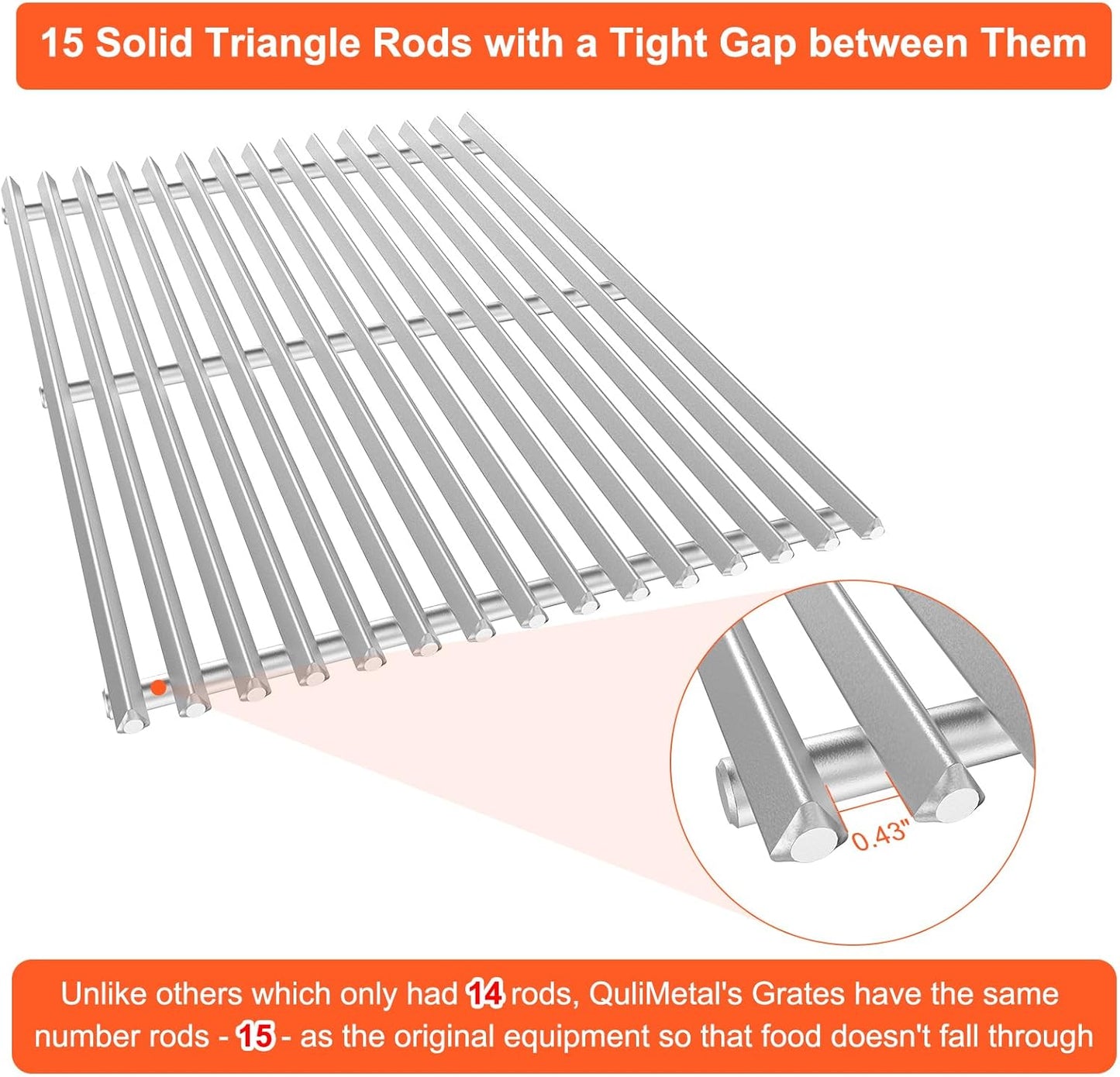 9.5MM Grill Grates for Weber Spirit 300 & GS4 Spirit II 300 Series, Genesis Silver B & C, Genesis Gold B & C, Genesis Platinum B & C, Genesis 1000-3500 Grills, for Weber Spirit Grill Grates 7638 7639