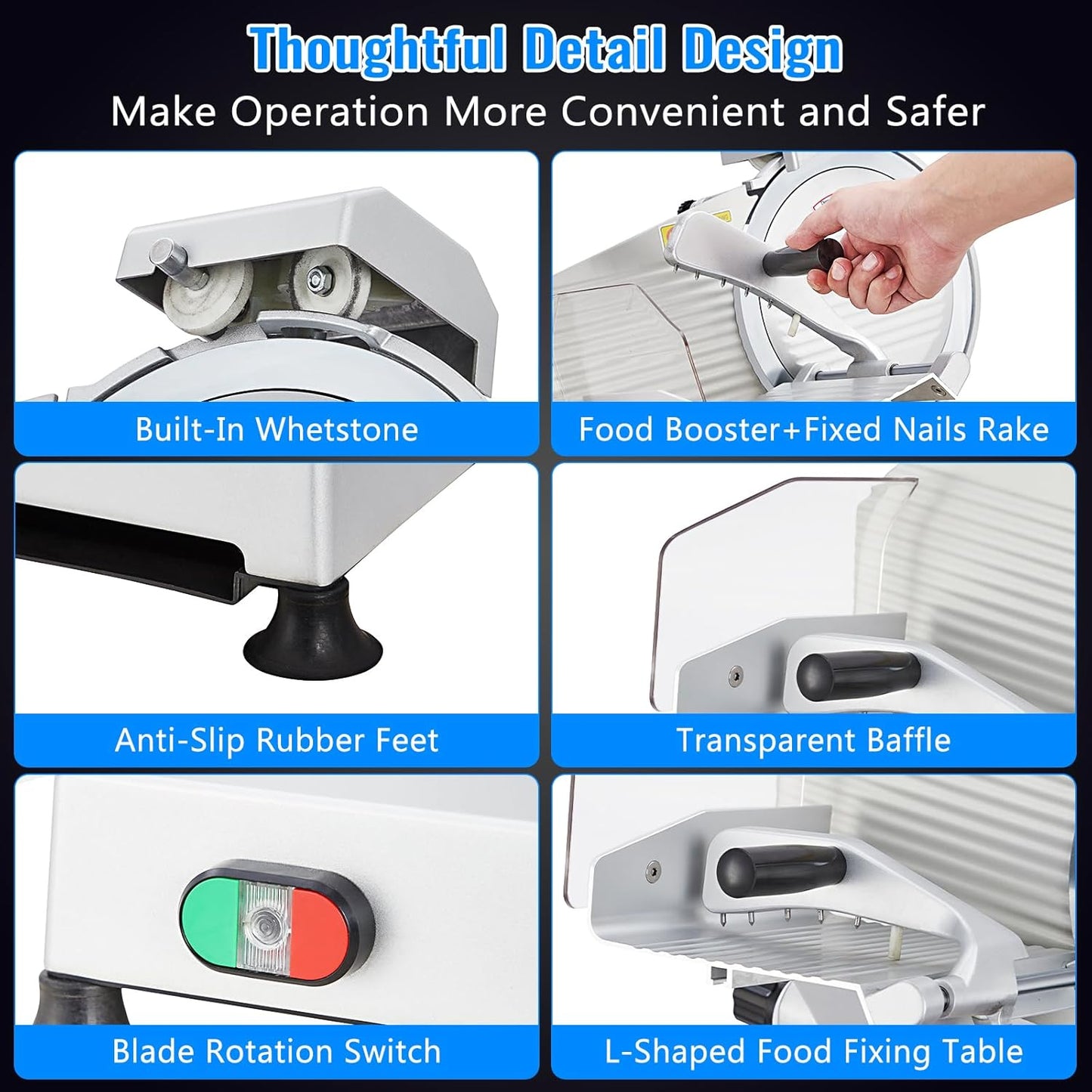 Meat Slicer Machine for Home and Commercial, 10 inch Chromium-Plated Steel Blade Deli Slicer, 240W Semi-Auto Electric Meat Slicer Cut Food Bread Cheese and Frozen Meat