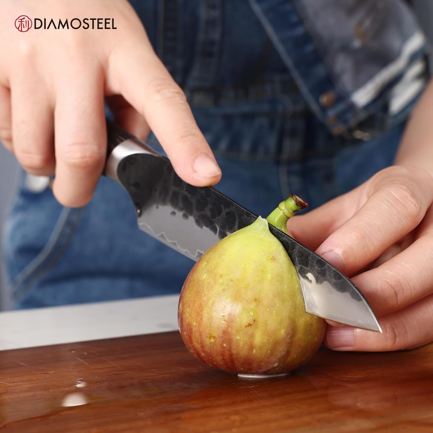 Utility Knife - 5-Inch Professional Kitchen Utility Knife - Hammered Black Oxide Blade Japanese 9CR18MOV High Carbon Stainless Steel - Ergonomic Pakkawood Handle with Present Box