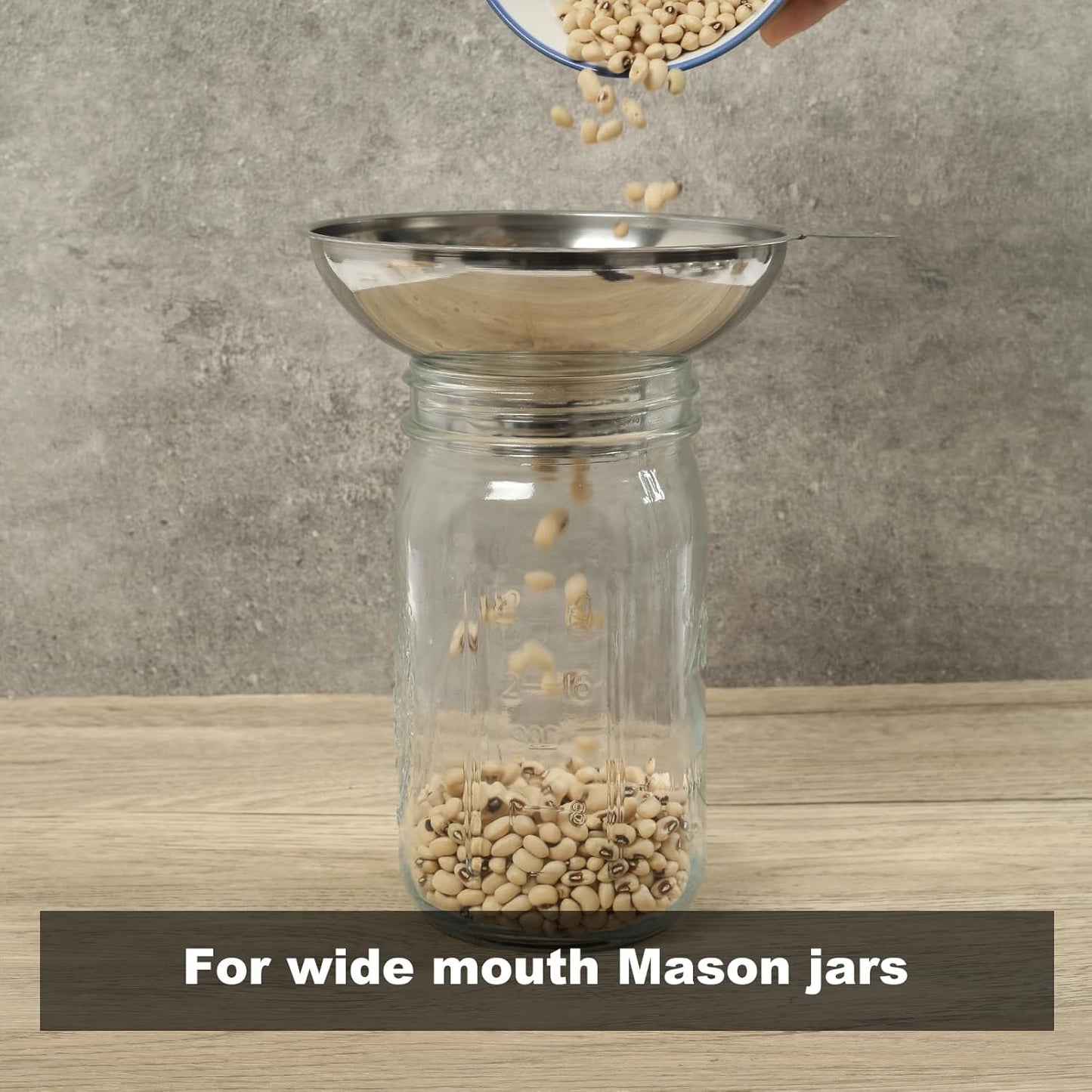 5.7 Inch X 2.78 Inch Mouth Metal Canning Funnel for Wide Mouth Mason Jars - Stainless Steel Wide Mouth Funnel for Kitchen Filling(Wide-mouth funnel without filter)