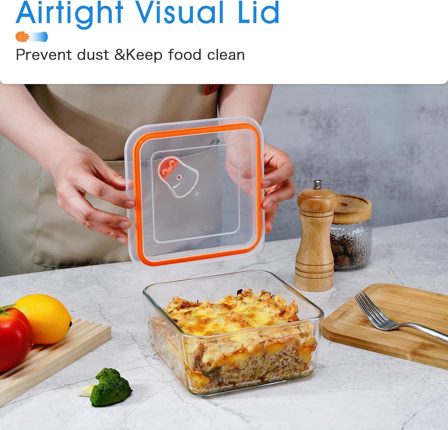 NUTRIUPS 1.1QT Square Glass Baking Dish with Lid, 6×6 inches Deep Small Baking Dish with Lid, Square Glass Baking Dishes for Oven