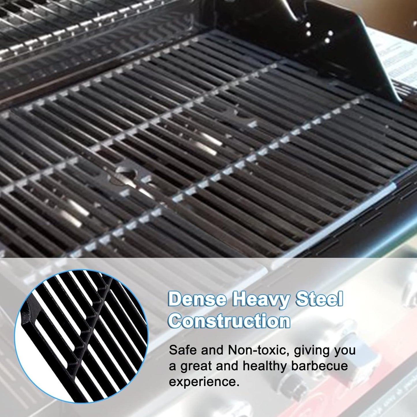 Adviace 18 Inch Grill Grates for Charbroil Performance 6 Burner 463244819, 463276517, 463245917, Cast Iron Grate Grid for Char-Broil Replacement Parts 463276617, 463277918, G470-0002-W1, G470-0003-W1