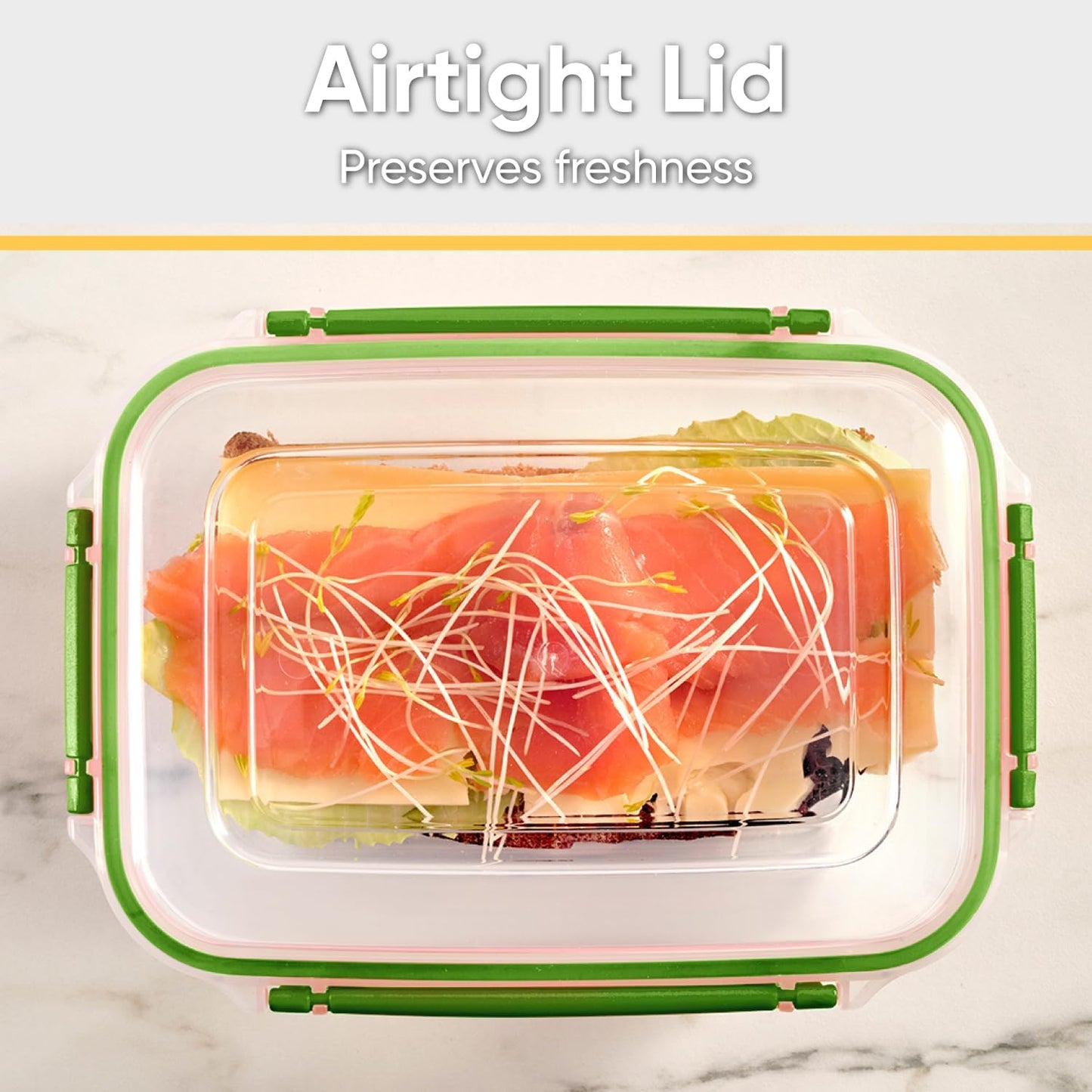 Superio Plastic Food Storage Containers with Airtight Lids, 4 Pack- 80 Oz, BPA Free, Leakproof, Stackable, Microwave, Dishwasher, Freezer Safe, Green