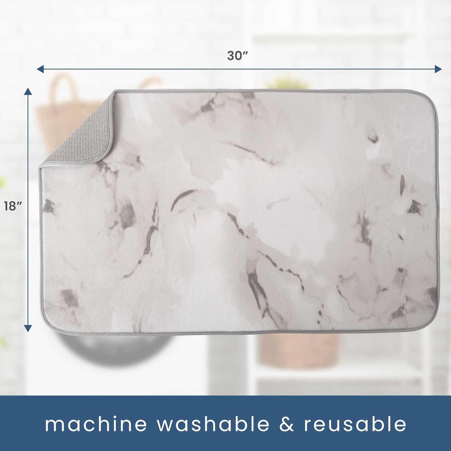 S&T INC. Dish Drying Mat Jumbo, 18” x 30”, Absorbent Microfiber Kitchen Counter Mat, Dish Drying Pad for Dishes, Utensils, Pots and Pans, Jumbo, Grey Stone