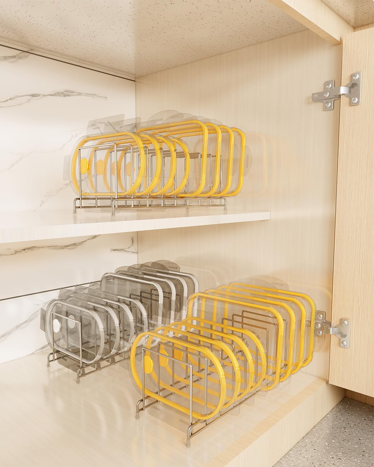 YQh 2 pieces,Kitchen Cabinet Organizer Rack for Cutting Boards, Bakeware, and Pan Storage, Stainless Steel