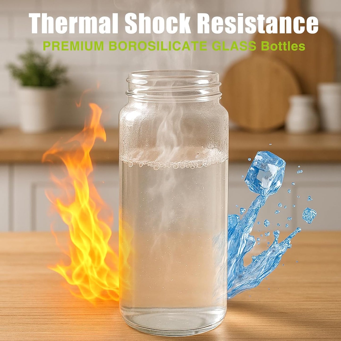 Tronco 20oz Glass Water Bottles with Bamboo Lid & Silicone Sleeve, Leak Proof, BPA Free, Reusable Borosilicate Glass Bottles for Juicing, Smoothies, Juice & Water, for Men & Women Gym, Office, Travel