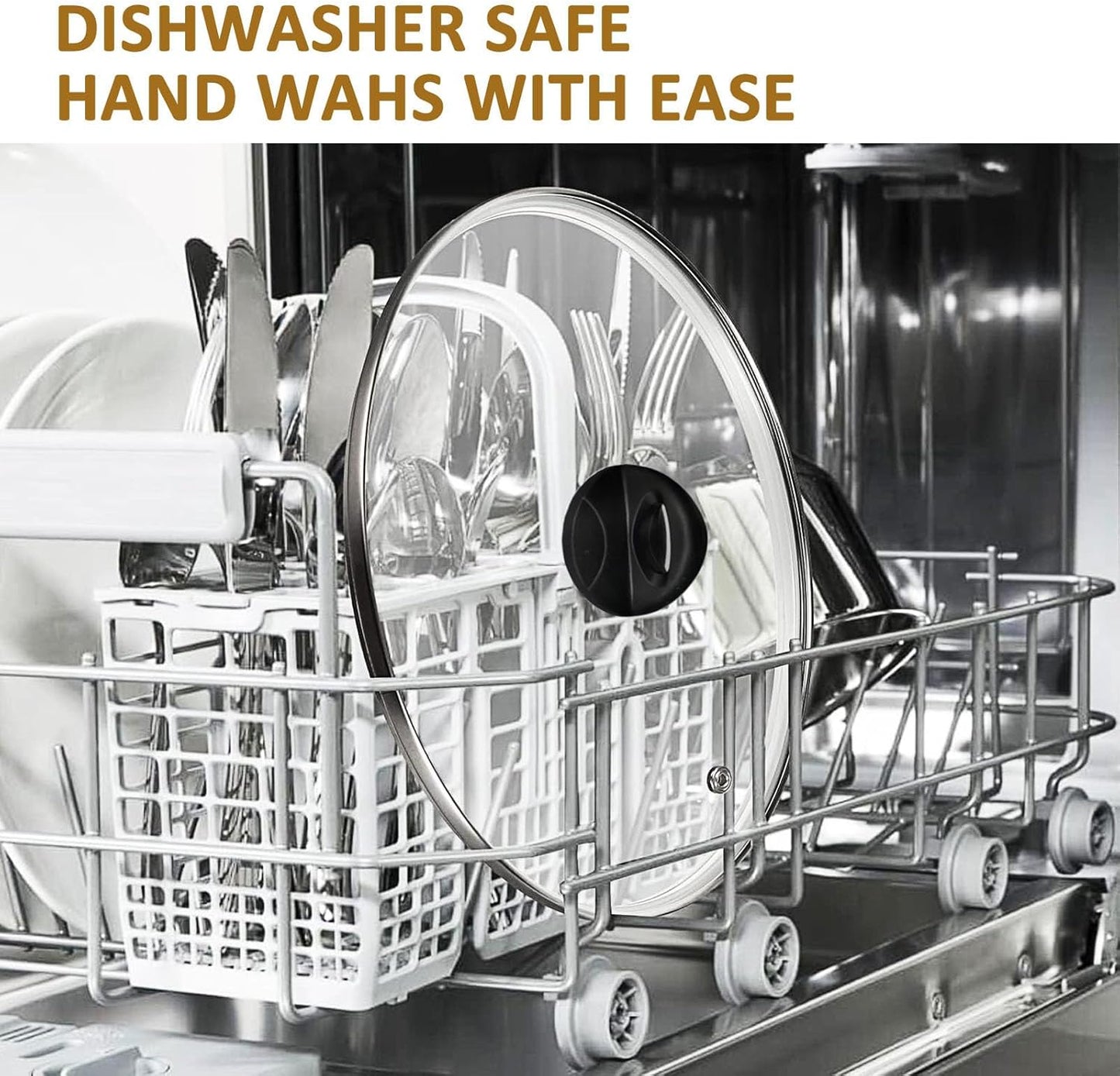 Glass Lids for Pot and Pan, 8, 9.5, 10.25, 11, 12, 12.6, 13.5, 14 Inch Tempered Replacement for Covers Kitchen Cookware, Frying Pan, Wok, Skillet (10.5 Inch)