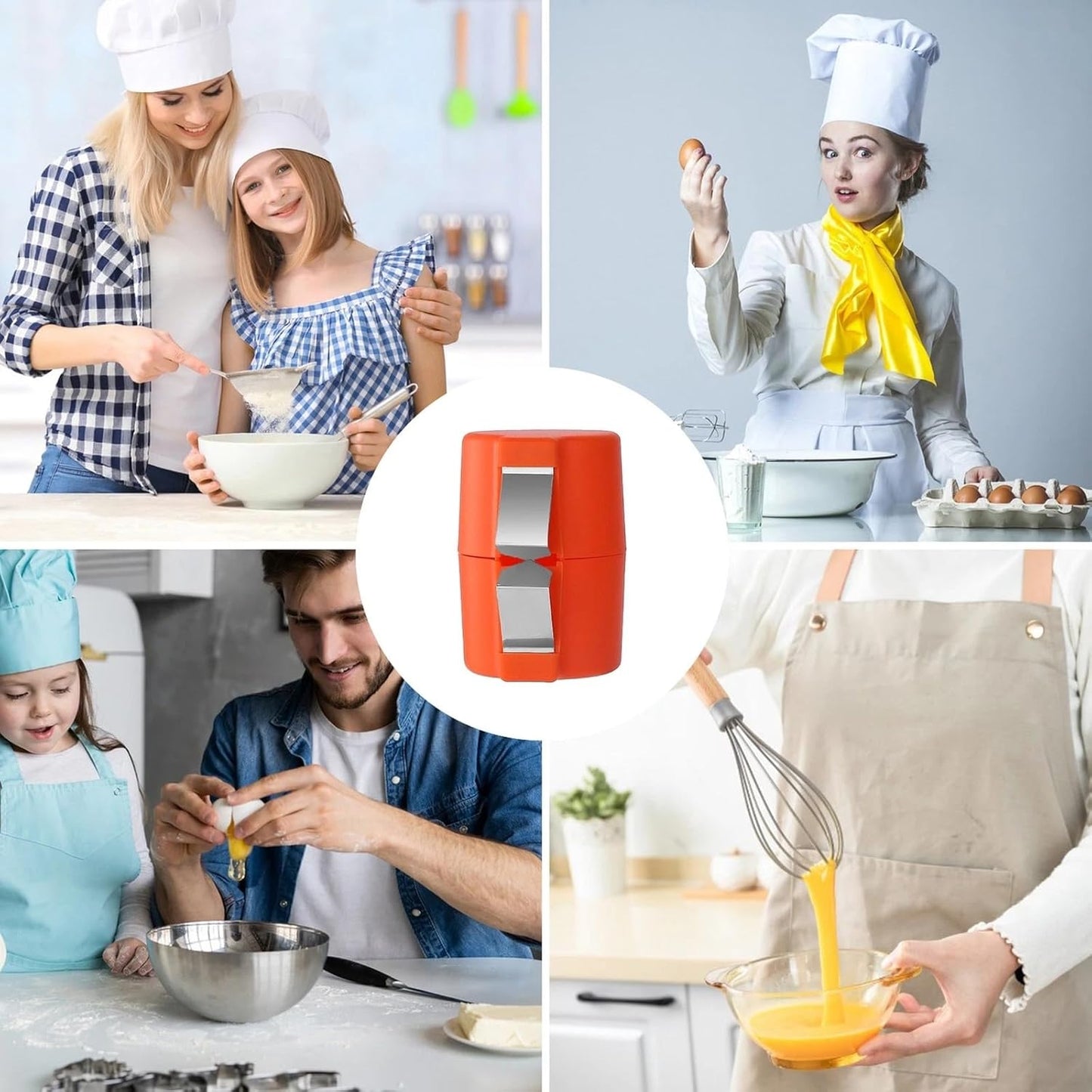 Stainless Steel Egg Opener,Egg Opener For Hard Boiled Eggs,Efficient Egg Cracking Tool,Perfect For Baking, No Shells,No Mess – Perfect Omelets, Scrambled Eggs & Baking. (orange color)