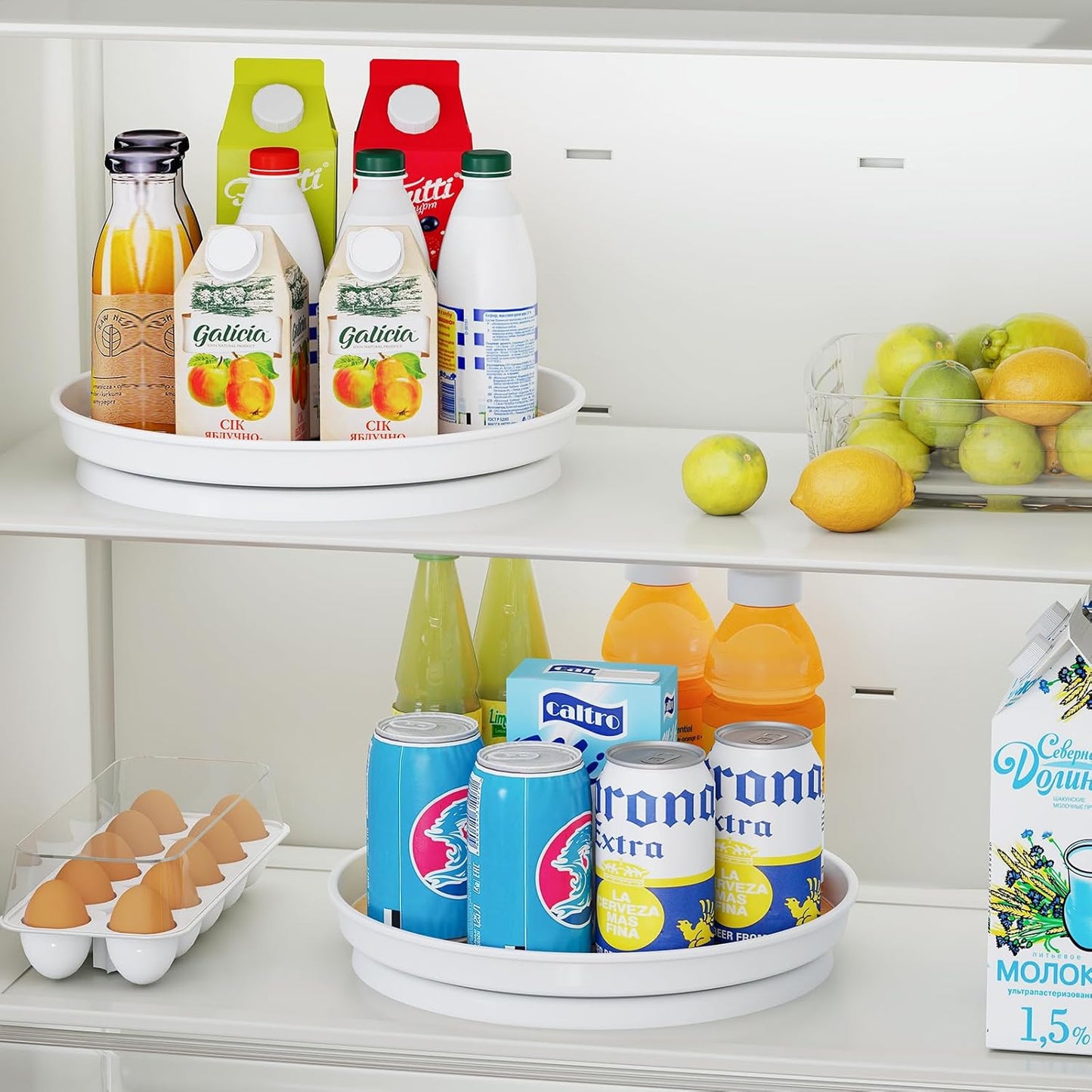 LAMU 2 Pack Lazy Susan Organizer, 10'' Lazy Susan Turntable for Cabinet, Table Top, Pantry, Refrigerator, Kitchen, Oak