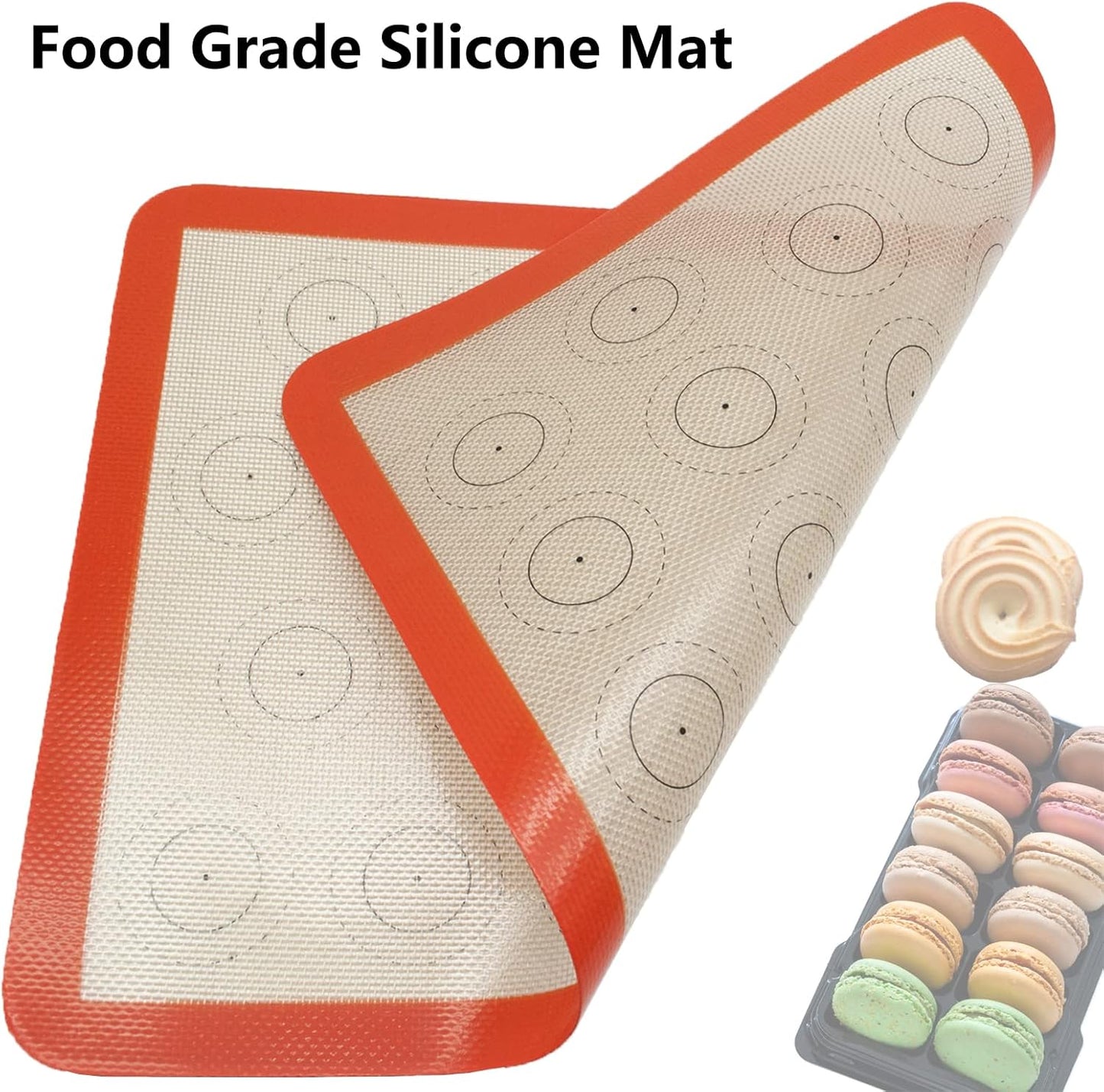 Silicone Baking Mats Set of 4, Non Stick Reusable Silicone Liners for 11" x17" Half Sheet and 8" x 12" Quarter Sheet for Baking Macaron/Cookie/Bread/Pastry