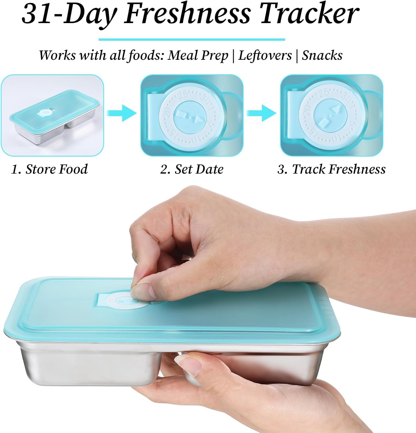 Stainless Steel Snack Containers with Lids, 6 Pcs Double Compartment Lunch Box Reusable Leakproof Condiment Box Dishwasher Safe for Travel Camping and Meal Prep