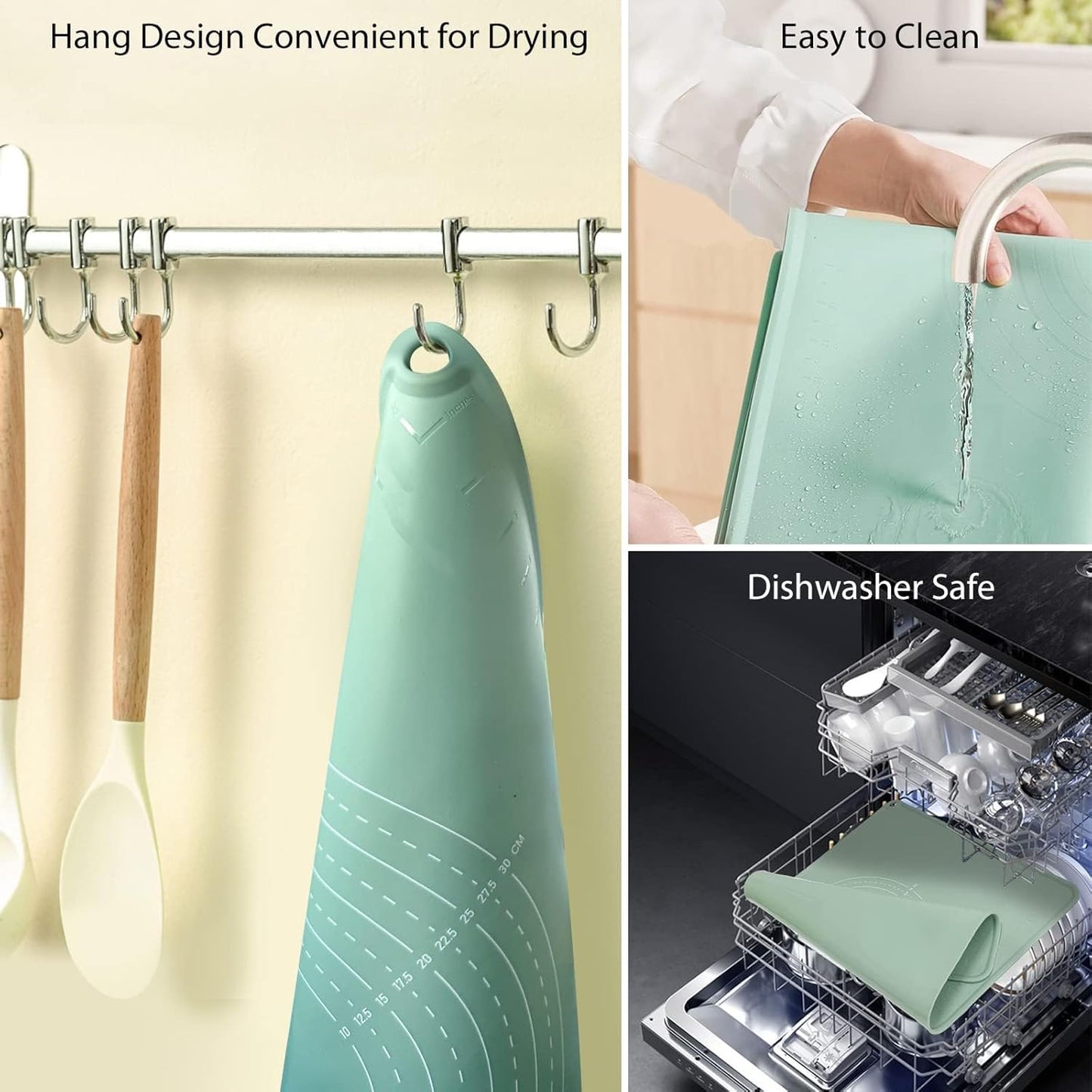 Silicone Pastry Mat 28" x 20" Extra Thick Dough Rolling Mat with Measurements and Edge Heightening, Non-stick Food Grade Silicone Baking Mats for Pastry, Bread, Cookies, Pizza, Fondant, Pasta