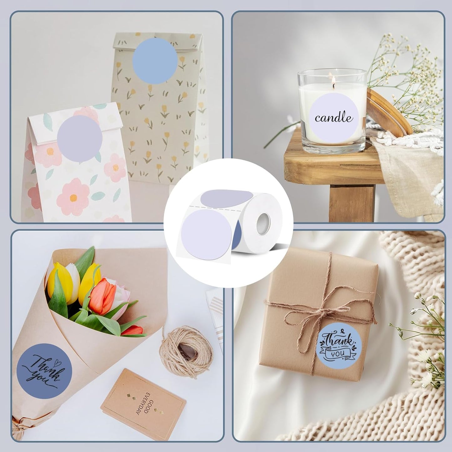 Thermal Label,3 Inch Purple Gradient Round Thermal Printer Sticker,Self-Adhesive Round Direct Thermal Labels,Thermal Stickers for DIY Logo Design,Name Tag (300 Labels/1 Roll)