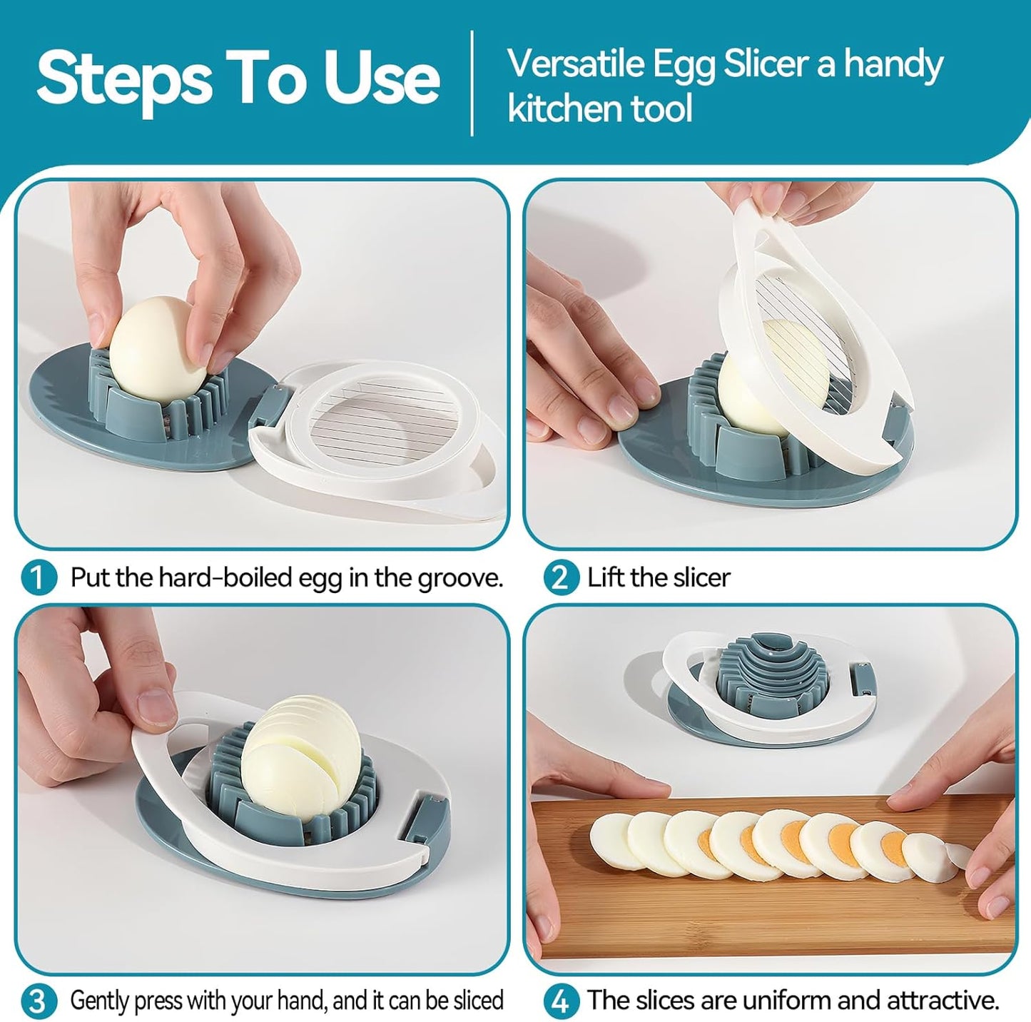Egg Slicer & Dicer for Hard Boiled Eggs - Heavy Duty Cutter Dicer with Stainless Steel Wire, Cuts Strawberries, Kiwis & Soft Fruits Effortlessly - Easy-Clean Kitchen