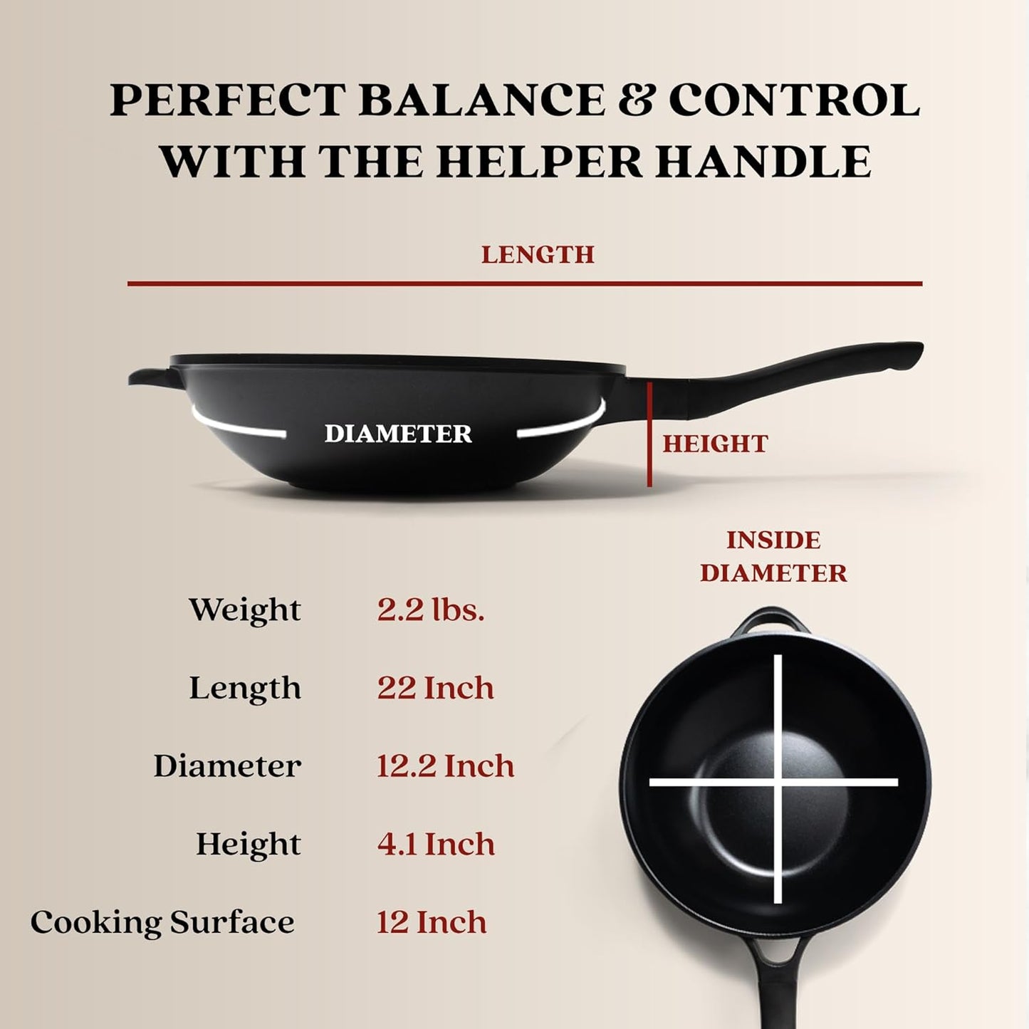 Alva Energy 12" Ceramic Nonstick Wok – PFAS-Free, Non-Toxic Cookware – Fast, Even-Heating Recycled Aluminum with Stay-Cool Handle – Induction Ready & Easy to Clean