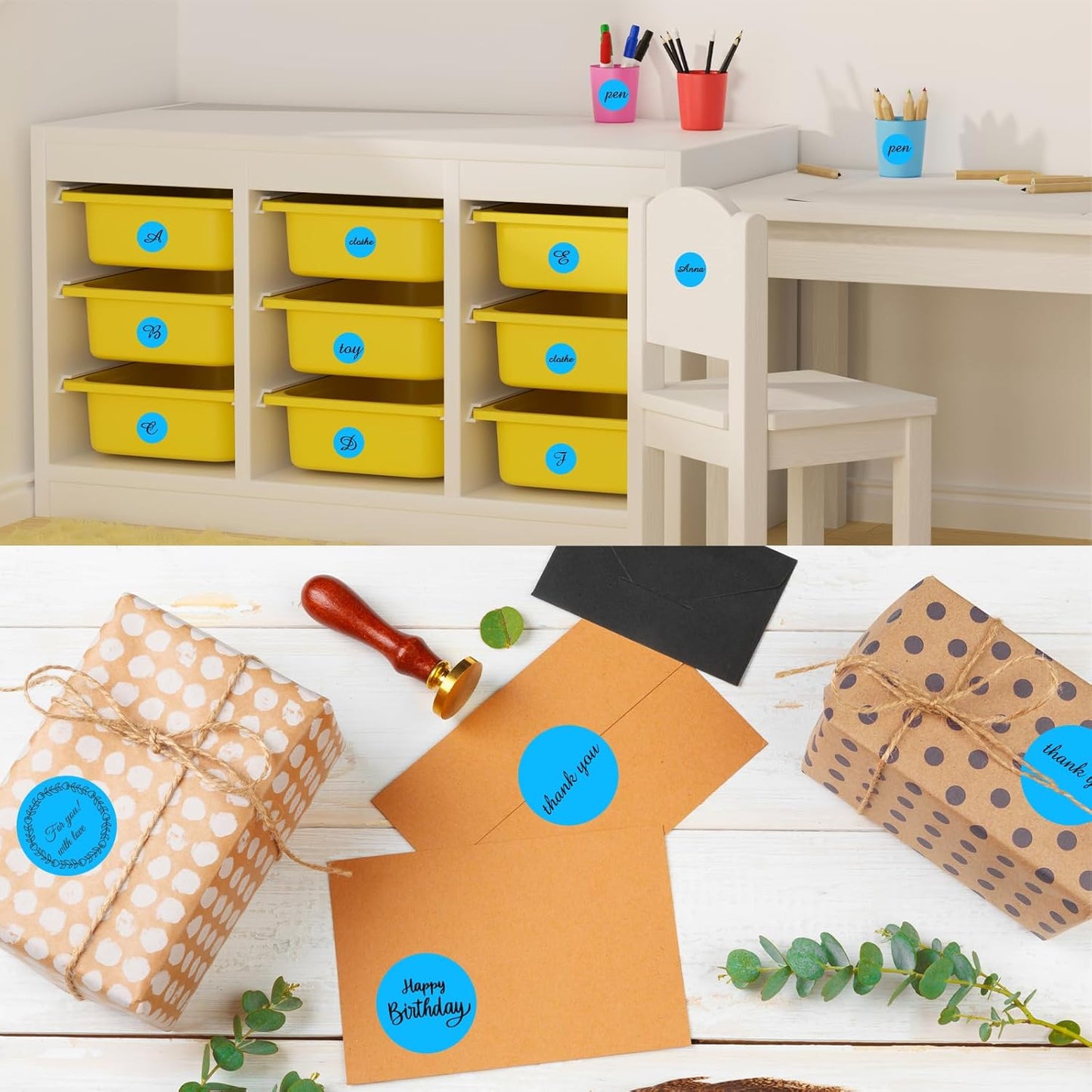 starboling Thermal Labels,2 Inch Blue Round Thermal Printer Stickers,Self-Adhesive Round Direct Thermal Labels,Thermal Stickers for DIY Logo Design,Name Tag (500/Roll)