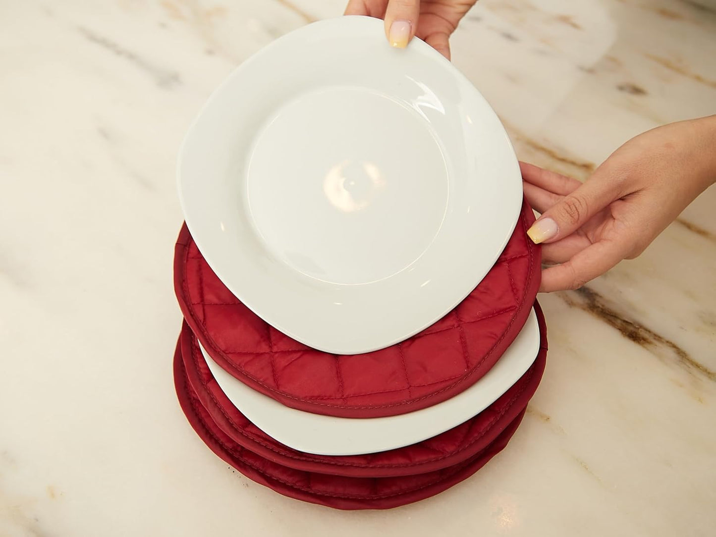 Covermates Keepsakes - Dish Storage - Padded Protection - ID Window - Stain Resistant - Machine Washable - China Storage, Red