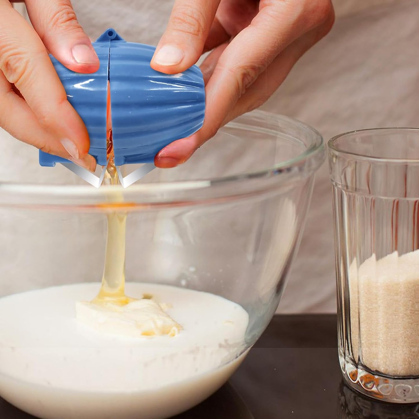 2pcs Egg Shell Opener for Hard Boiled Eggs Stainless Steel Egg Peeler Tool Easy Egg Cracker Tool for Raw Eggs, Egg Slicer for Raw Eggs Kitchen Gadgets for Baking(Blue)