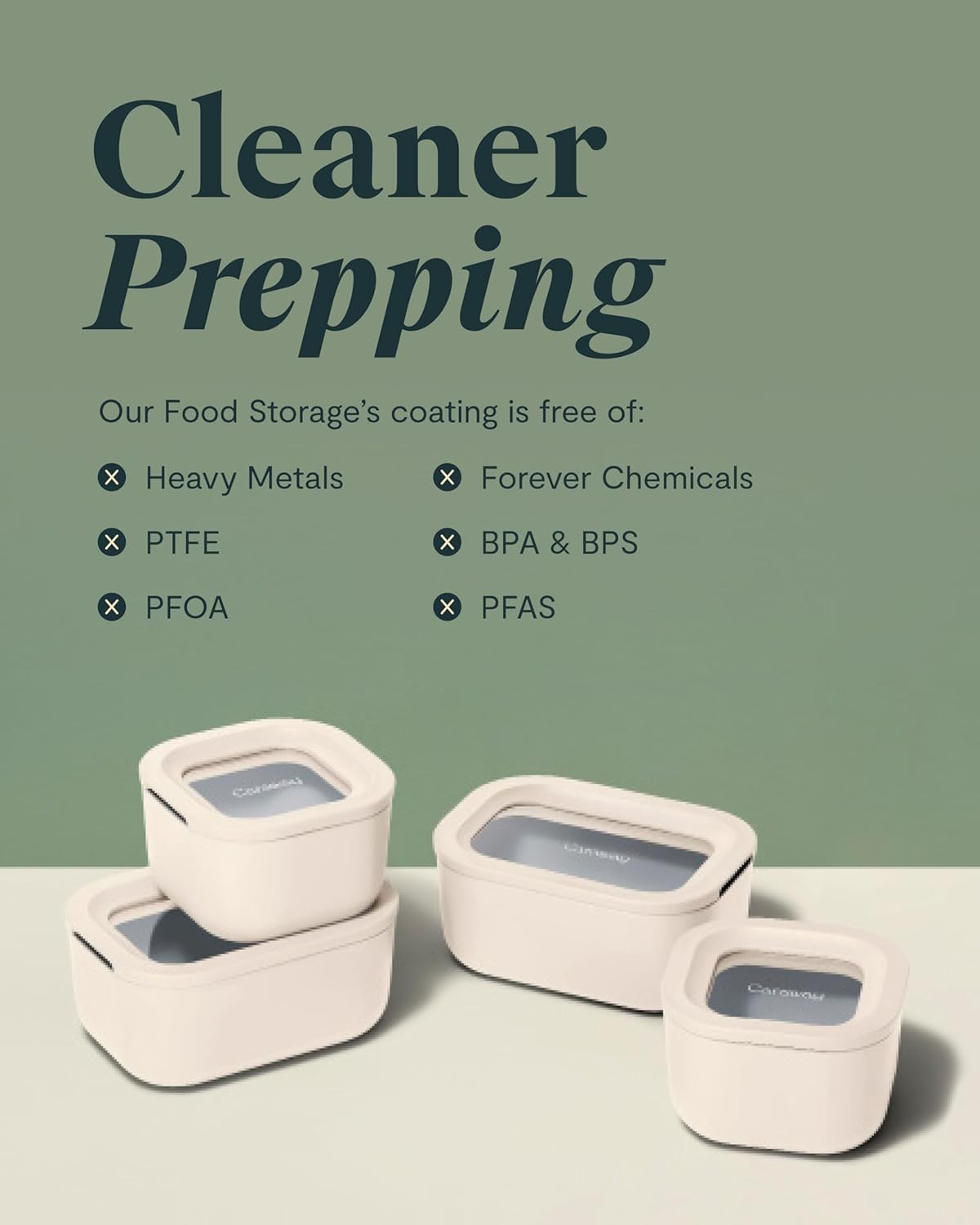 Caraway Mini Square Food Storage Container - 1.75 Cup Glass Storage Container for Food - Non-Toxic Ceramic-Coated Glass - Air Release Technology - Compact & Stackable Design - Navy