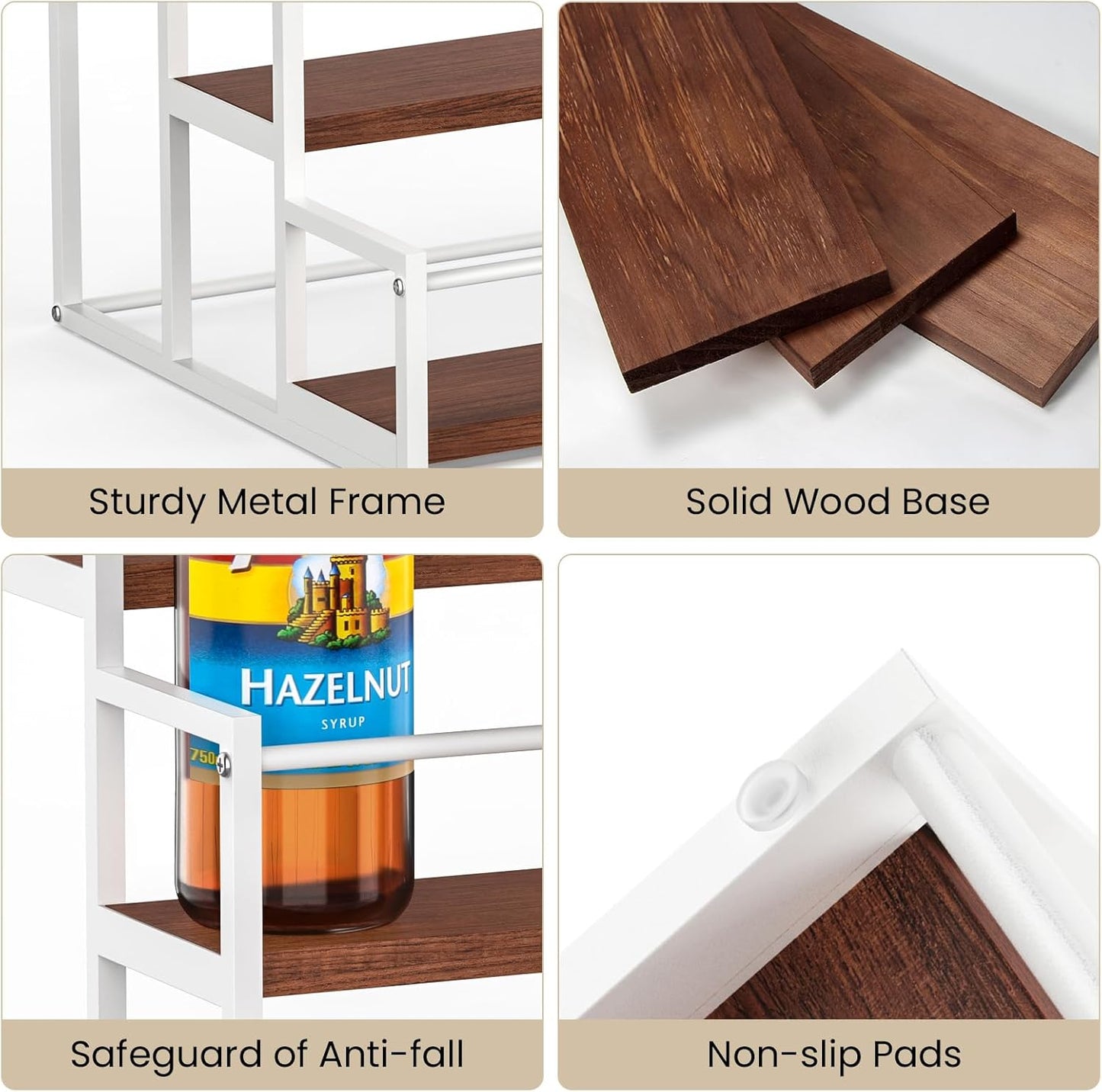 THYGIFTREE Coffee Syrup Rack Organizer 3-Tier 12 Syrup Bottles Holder Stand for Coffee Bar Station Storage Shelves for Syrup, Wine, Dressing for Kitchen, White