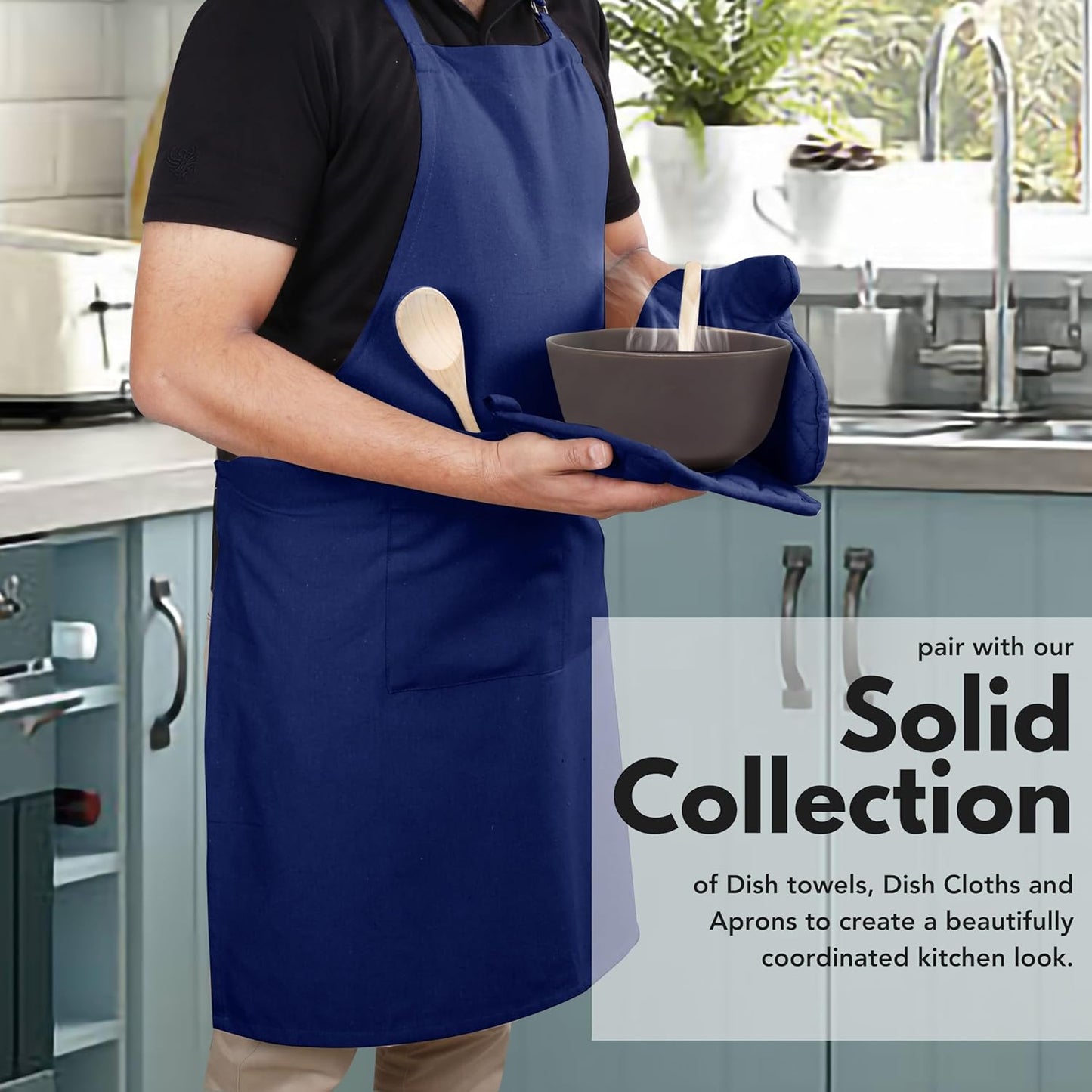 Native Fab 4 Piece Set - 2 Oven Mitts & 2 Potholders, Heat Resistant, 100% Cotton, Quilted Design, Non-Slip Grip, Machine Washable, Ideal for Baking, Cooking, BBQ, Kitchen Protection - Ink Blue