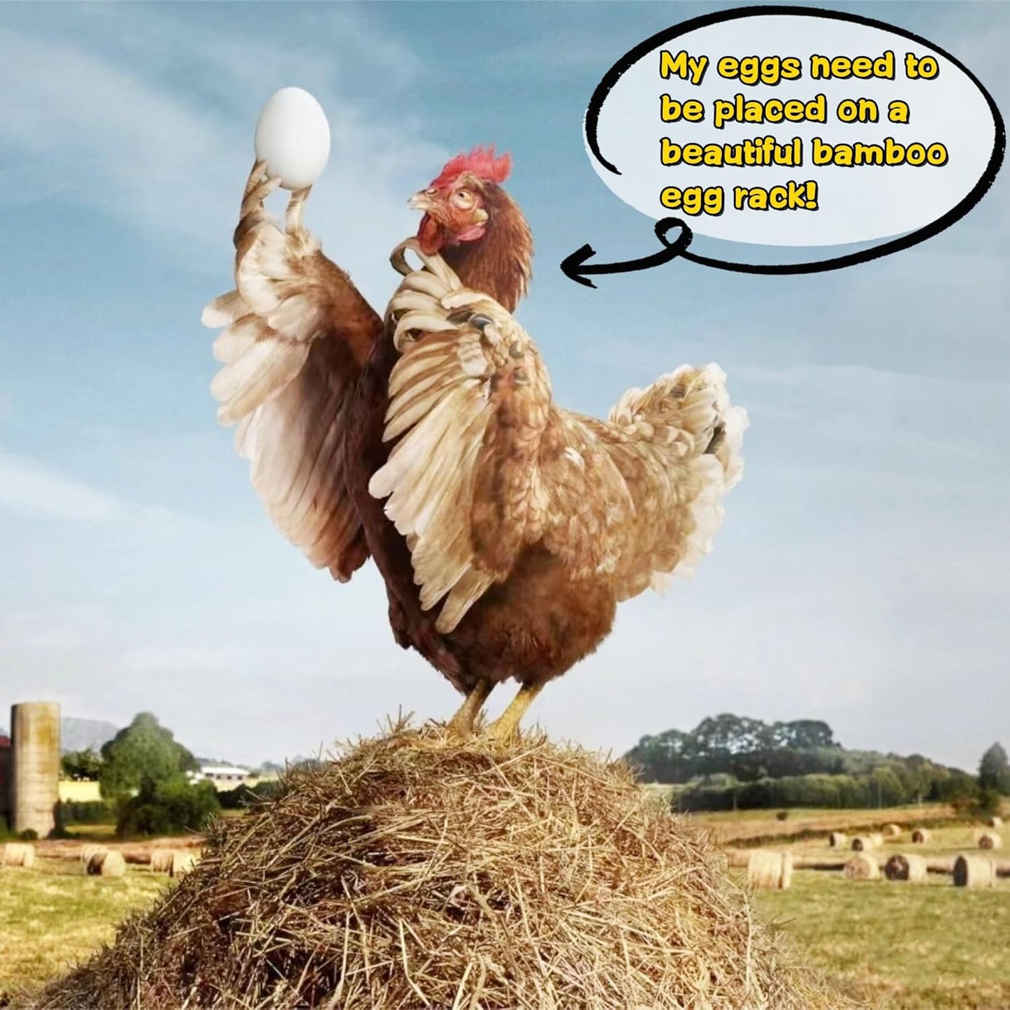 Bamboo Egg Holder Countertop - Stackable Design for 36 Eggs, Farm Fresh Egg Organizer Display Stand, Wooden Chicken Egg Storage Kitchen Counter Top Rack, Fits Duck, Turkey, Chicken Eggs