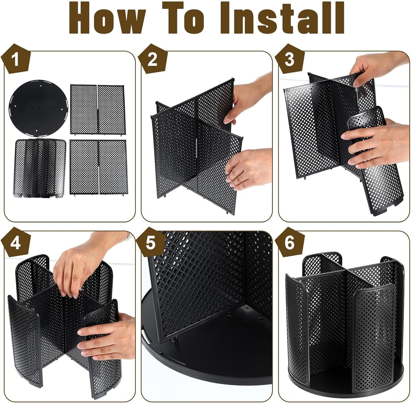 1 Pcs Rotating Paper Cup Dispenser, Cup Holder with 4 Compartments, Disposable Coffee Cup Dispenser Removable, Plastic Cup Storage & Lid Holder for Countertops, Kitchen, Coffee Stations (Black)