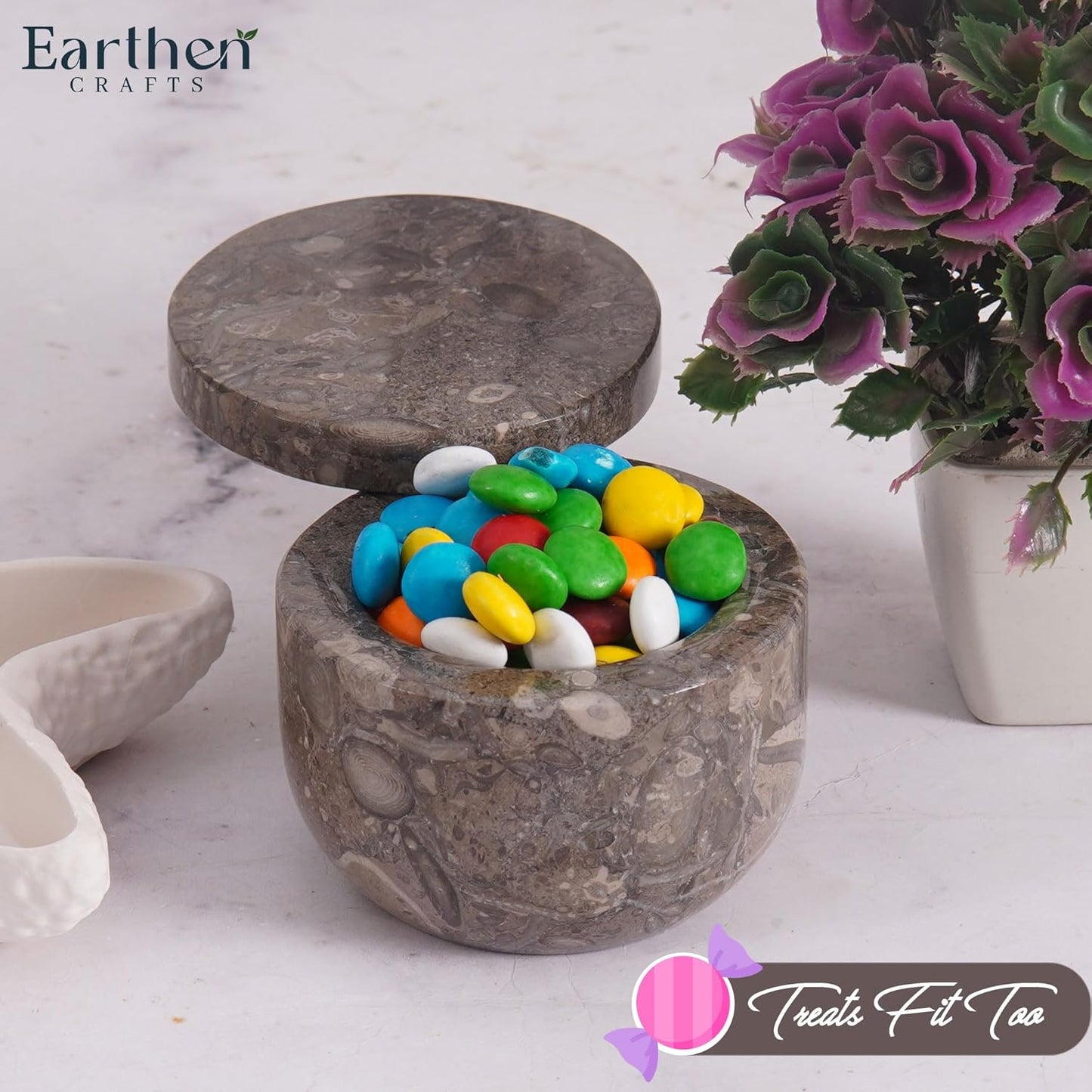 Marble Salt Cellar with Swivel Lid 3 Inch Salt Box Oceanic Salt and Spice Jar Storage Magnetic Lock Container, Salt Crock for Sea Salt, Flaky Salt, and Sugar