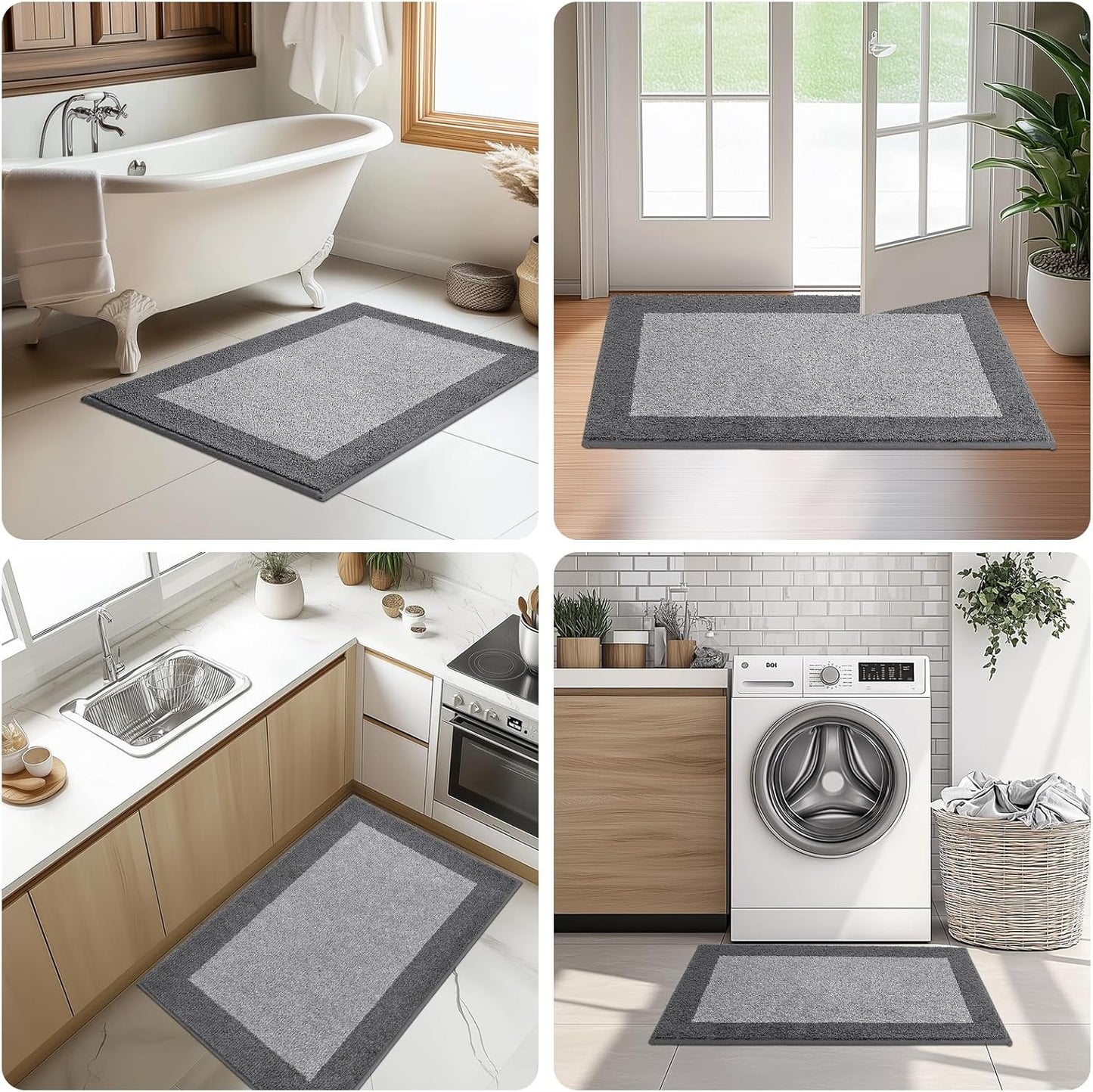 Machine Washable Kitchen Rug 24" x 96", Non Slip Kitchen Mat for Floor, Absorbent Entrance Runner Rug for Bedroom, Hallway, Bathroom, Door (Roll Packing)