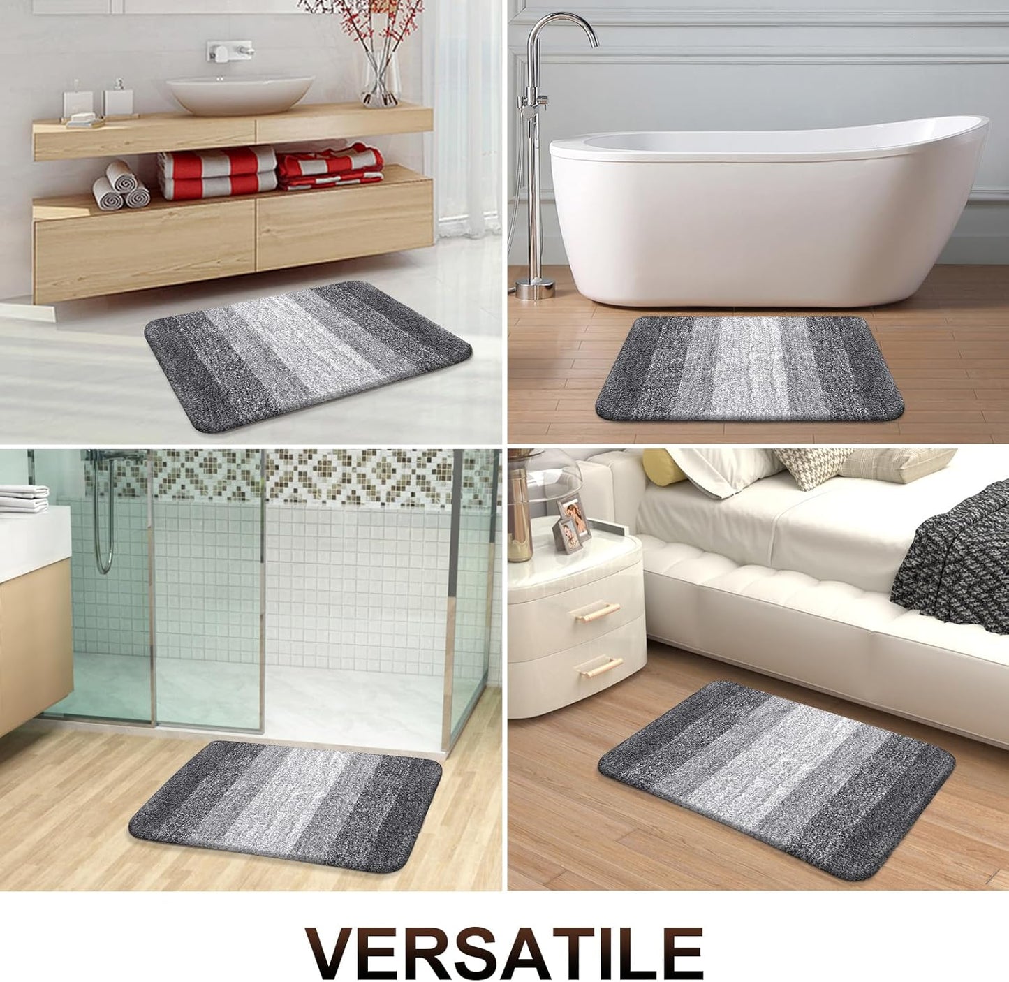 OLANLY Bathroom Runner Rugs 44x24, Extra Soft Absorbent Microfiber Bath Rugs, Rubber Backing, Quick Dry, Machine Washable Bath Mats for Bathroom Floor, Tub and Shower, Home Decor Accessories, Grey
