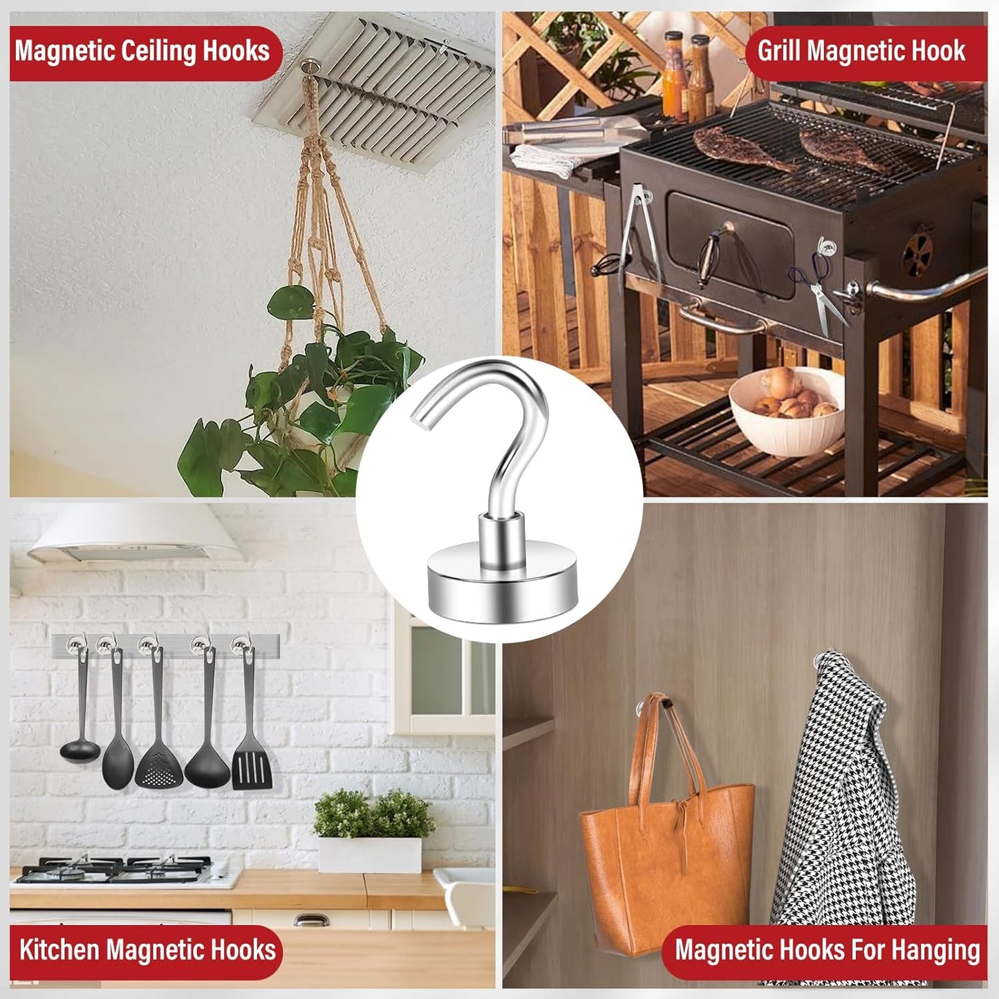 Magnetic Hooks, 2025 Cruise Cabins Ship Essentials 50Lbs Strong Heavy Duty Magnets 12Pcs Magnet Hook for Classroom Home Refrigerator Door Fridge Camping Hanging